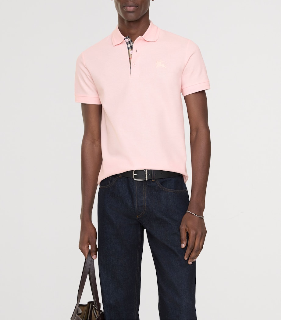 Burberry Mens Cotton Polo Shirt Mallow Pink Image 2