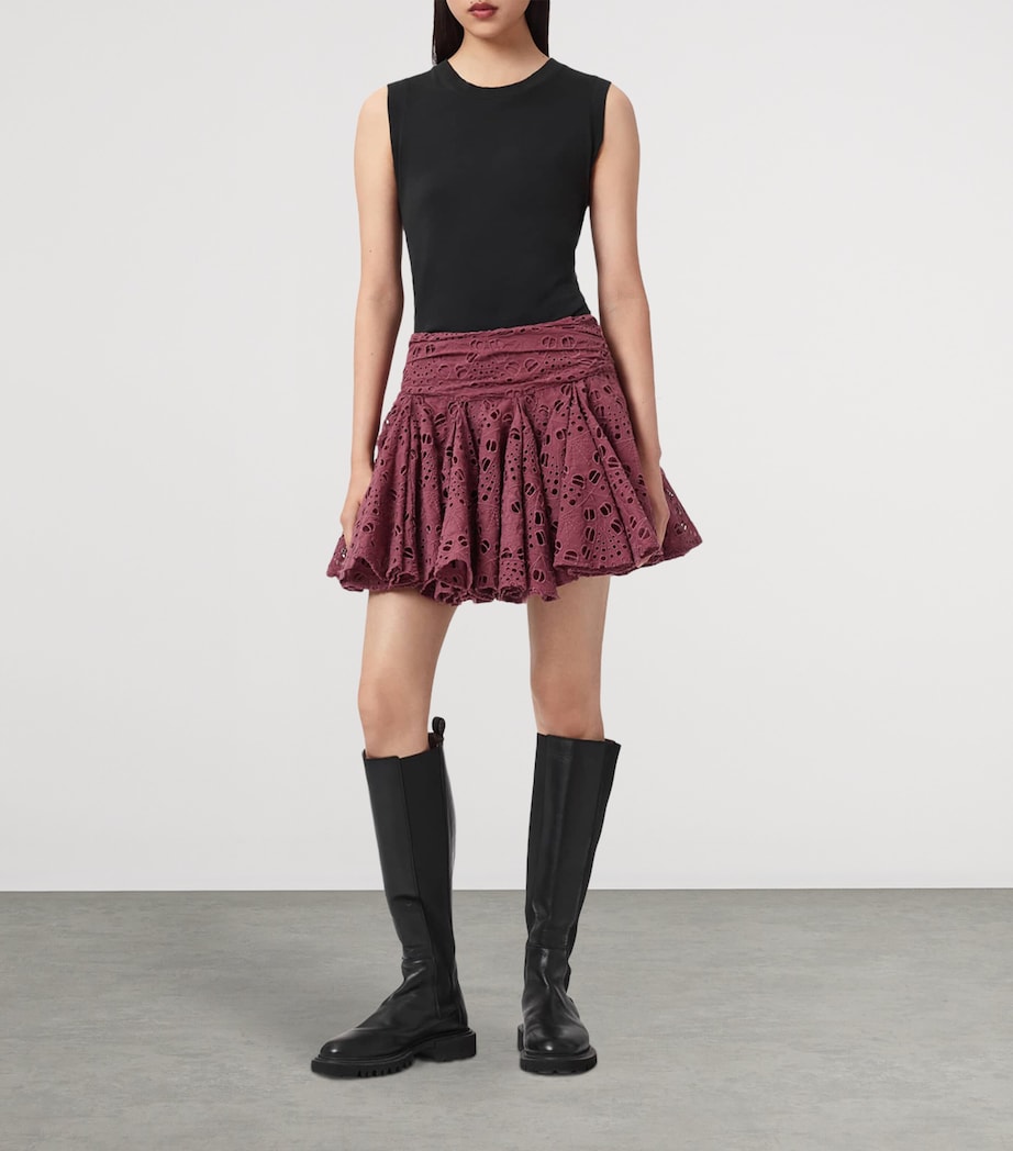 AllSaints Womens Dotty Mini Skirt Raspberry Pink Image 2