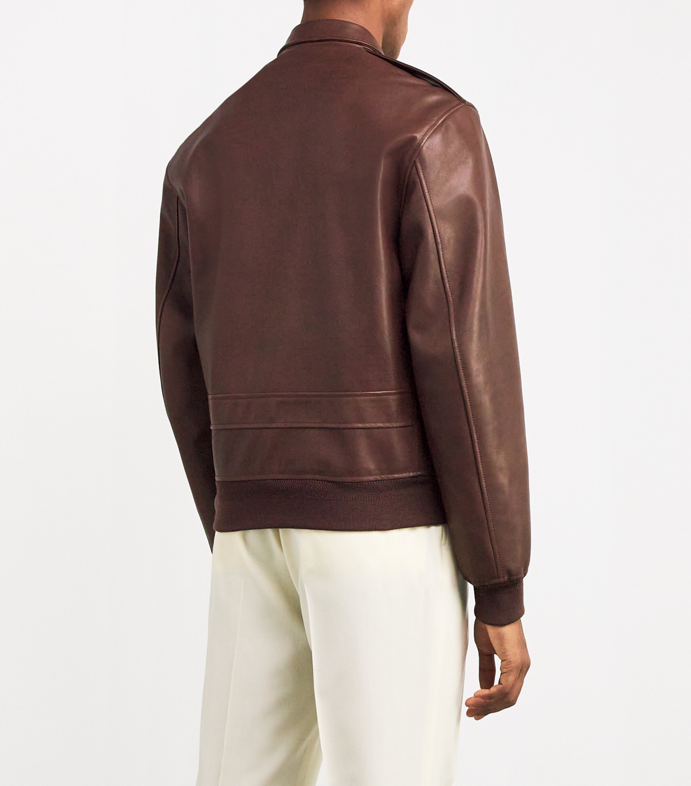 Ralph Lauren Purple Label Mens Leather Bomber Jacket Vntg Montecito Brwn Image 4