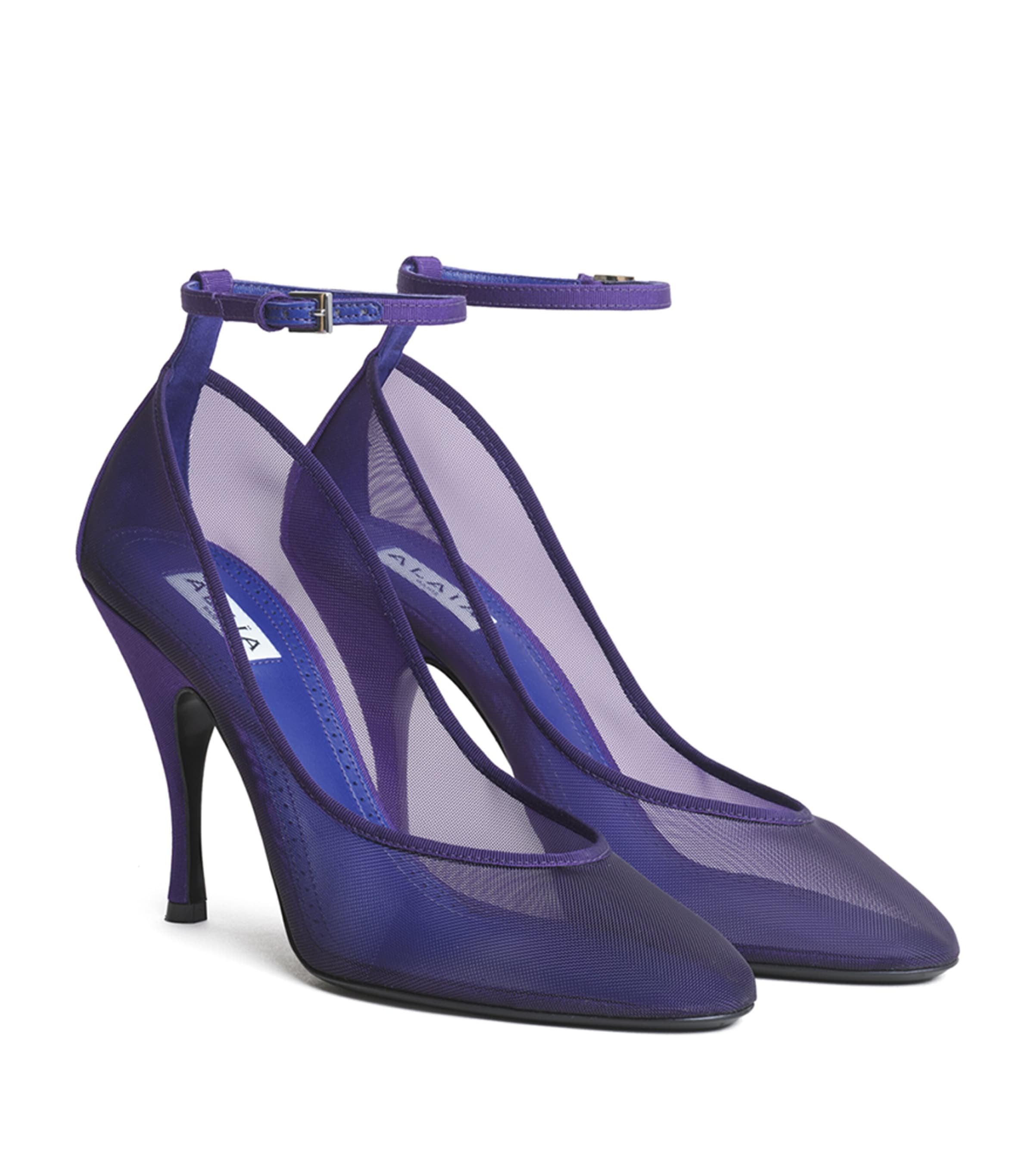 Alaïa Mesh Ankle-Strap Pumps 100 Iris Image 2