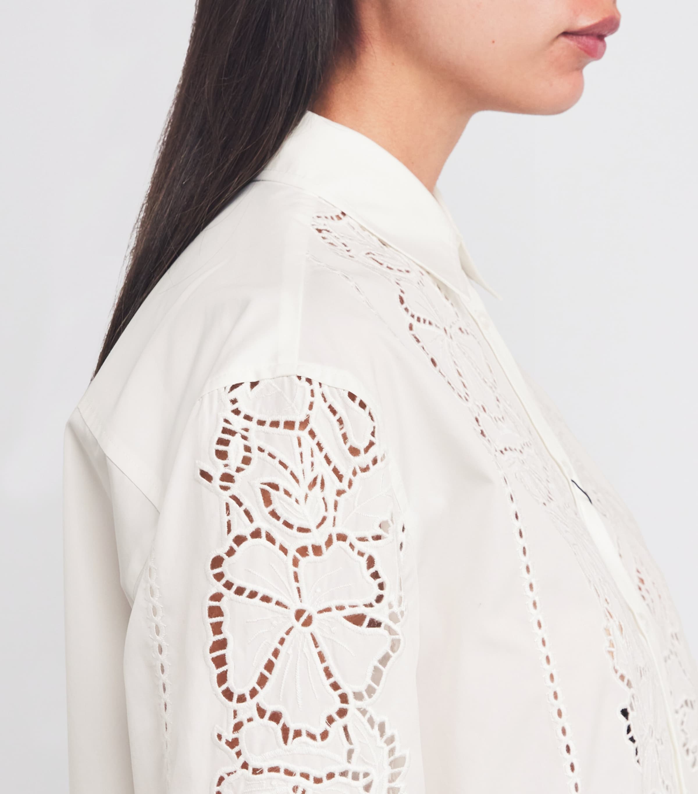 Cotton Broderie Anglaise Shirt WHITE Image 6