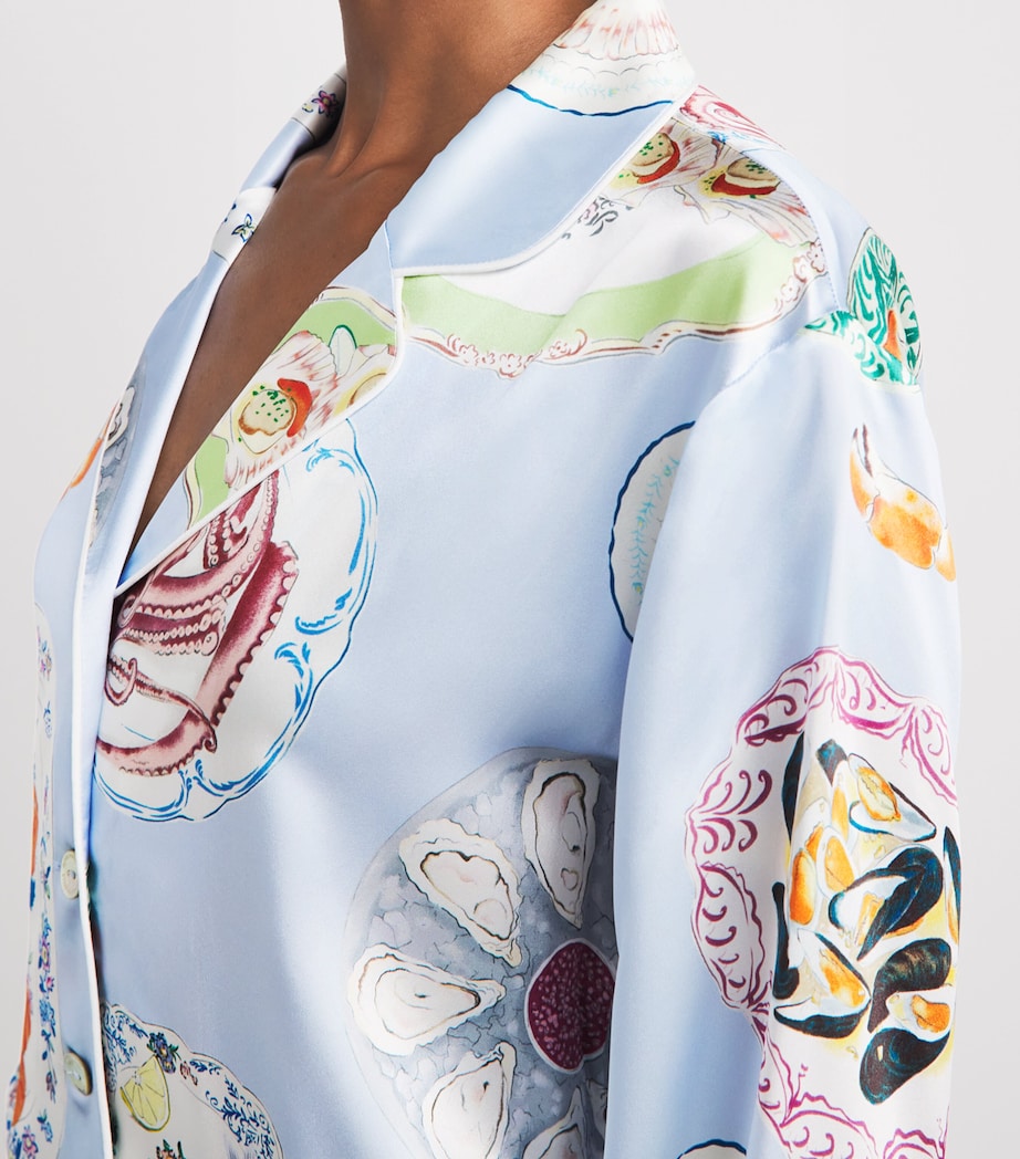 Olivia von Halle Womens Silk Seafood Lila Pyjama Set Cadiz Image 3