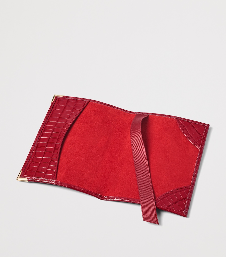 Aspinal Of London Croc-Embossed Leather Passport Cover Cherry Image 3