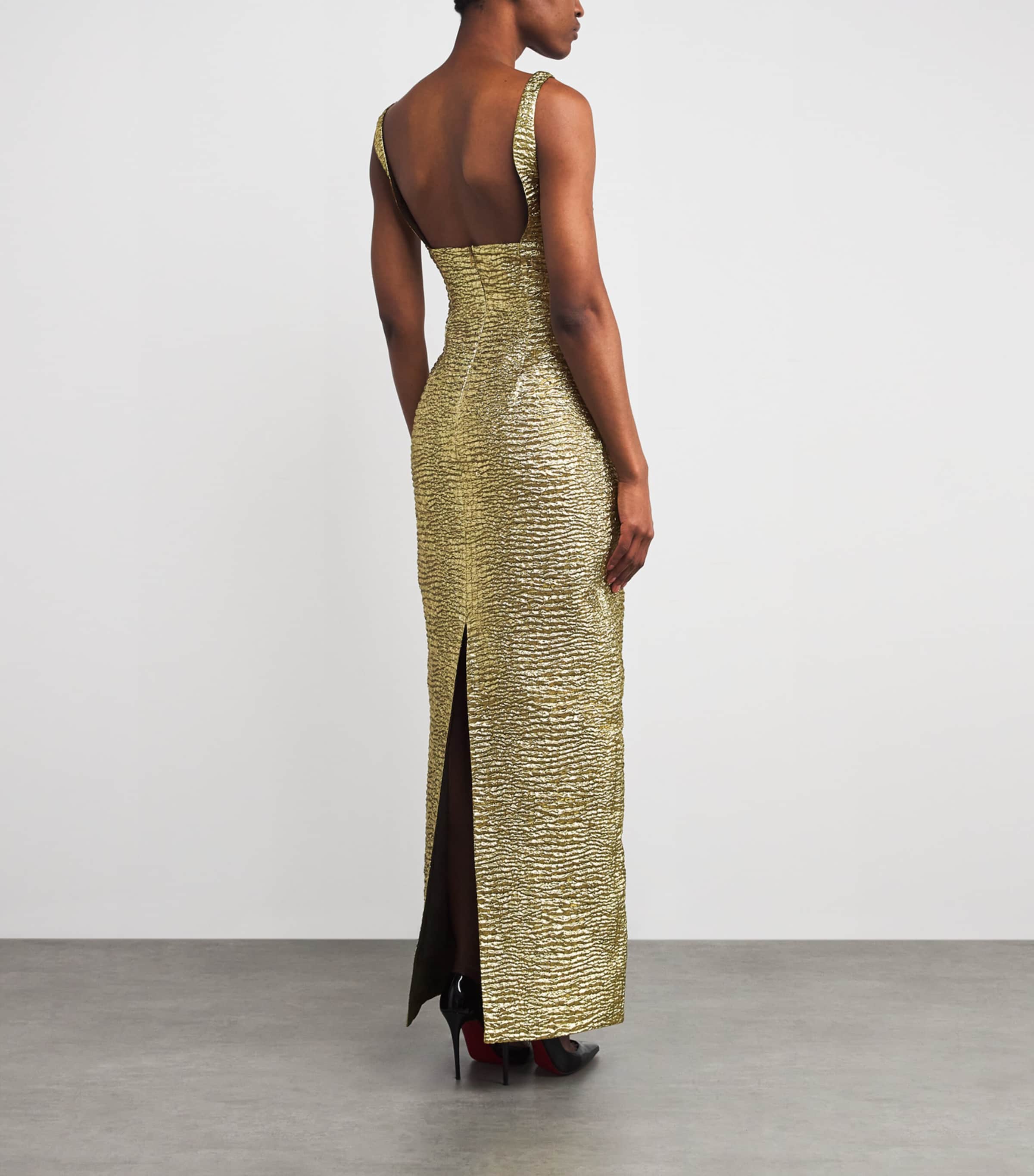 Metallic Seersucker Micheline Gown GOLD Image 3