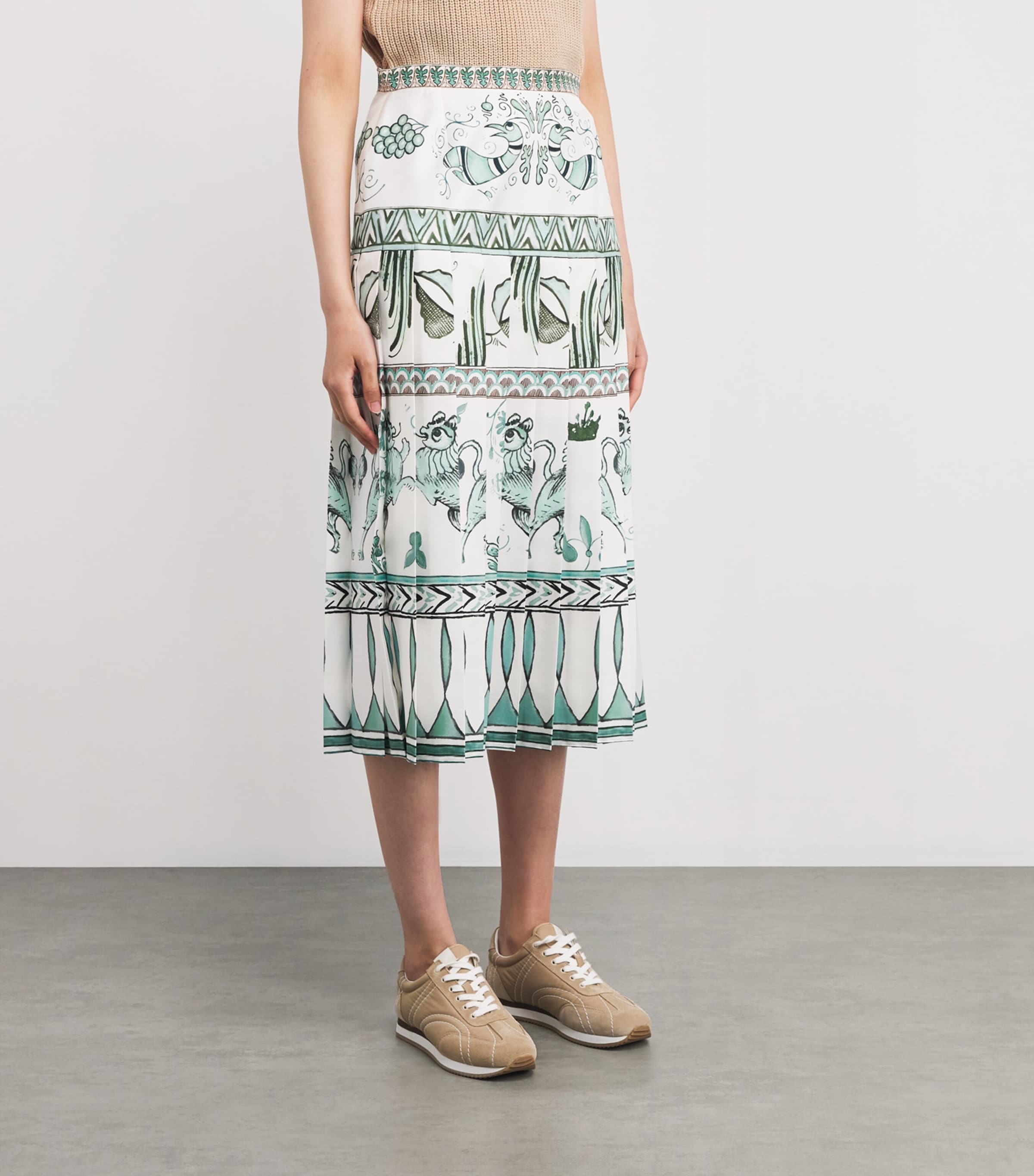Shop Fabiana Filippi Silk Pleated Midi Skirt