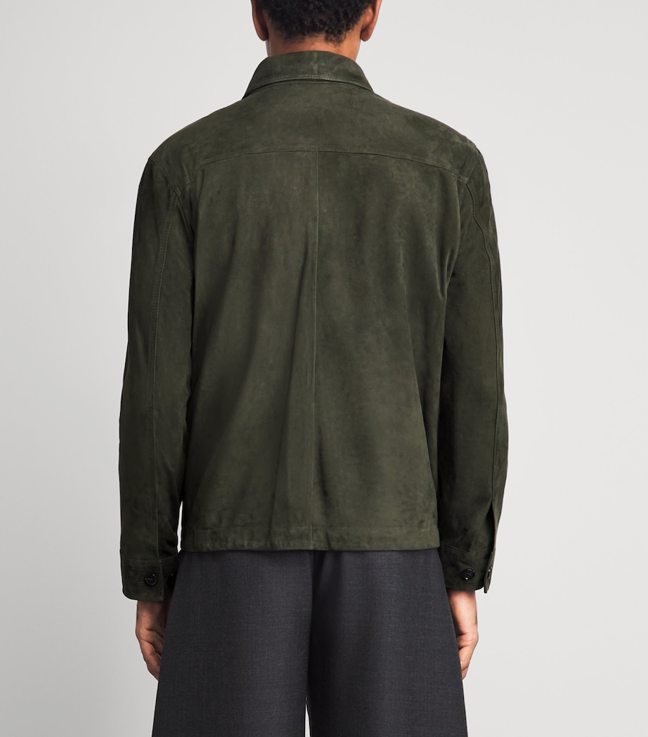 Arma Mens Lamb Suede Mex Overshirt Dark Green Image 5