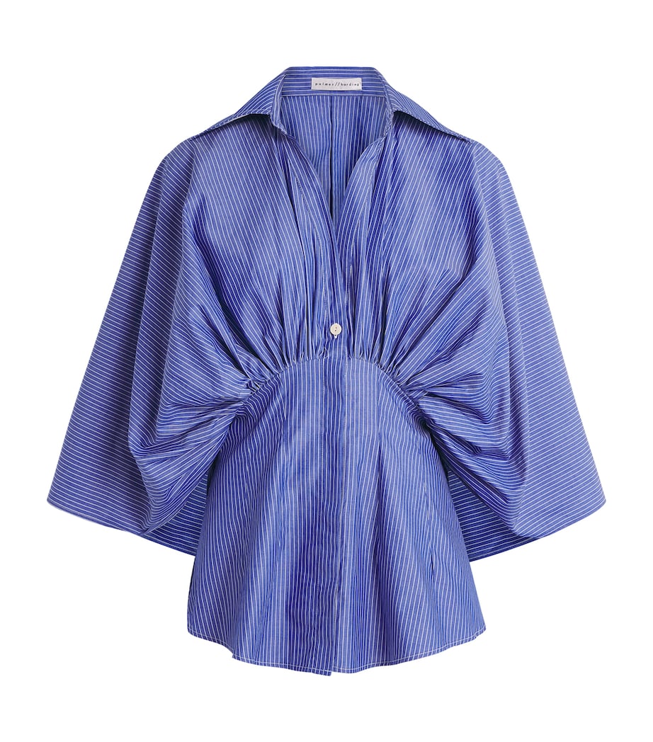 Palmer//Harding Womens Draped Resilient Shirt Blu Blu Cttn Pn Strp Image 1