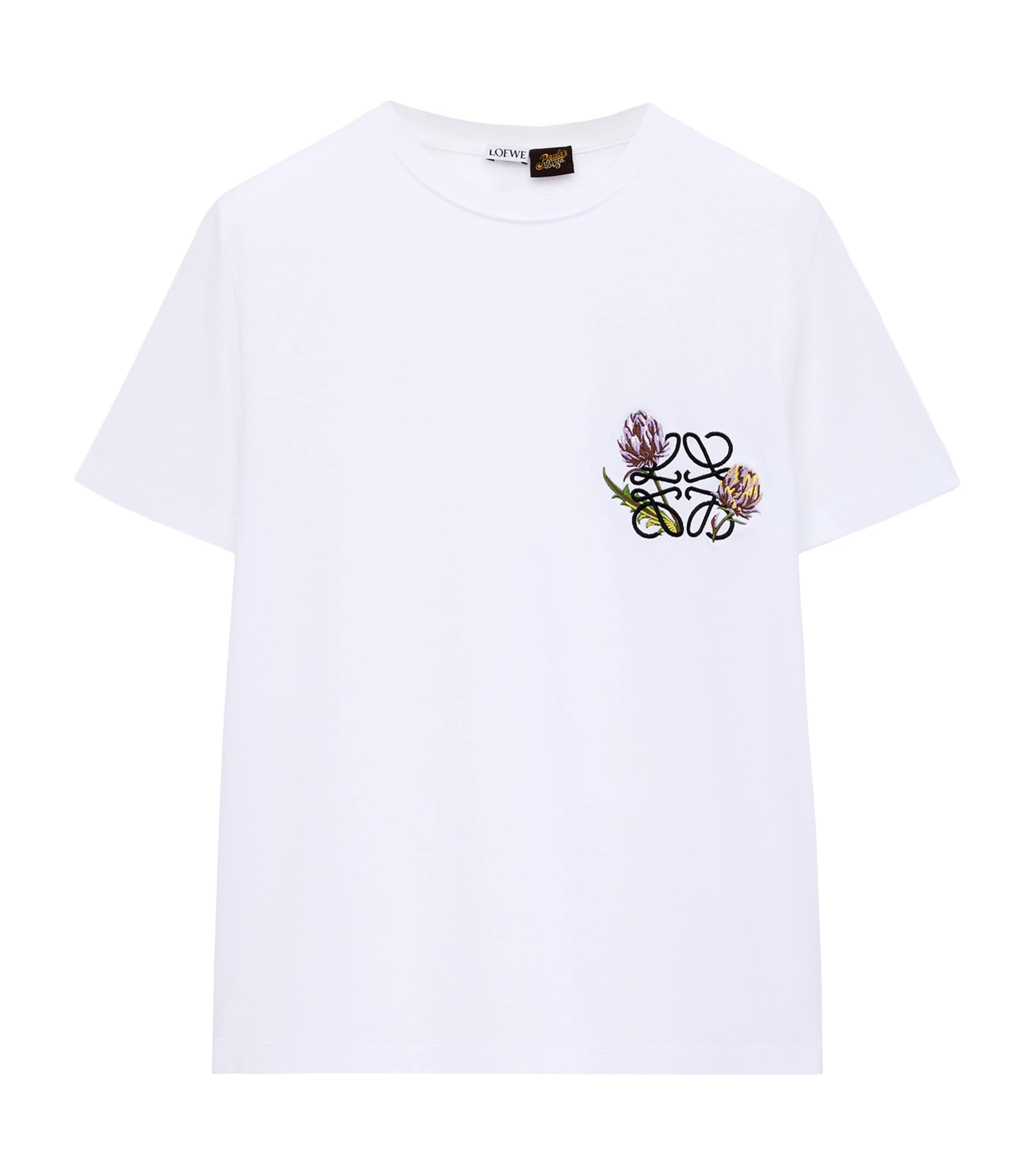 LOEWE Womens x Paula’s Ibiza Stretch-Cotton Anagram T-Shirt White Image 1