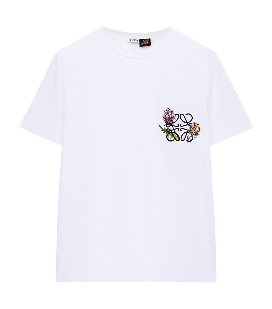 LOEWE Womens x Paula’s Ibiza Stretch-Cotton Anagram T-Shirt White Image 1