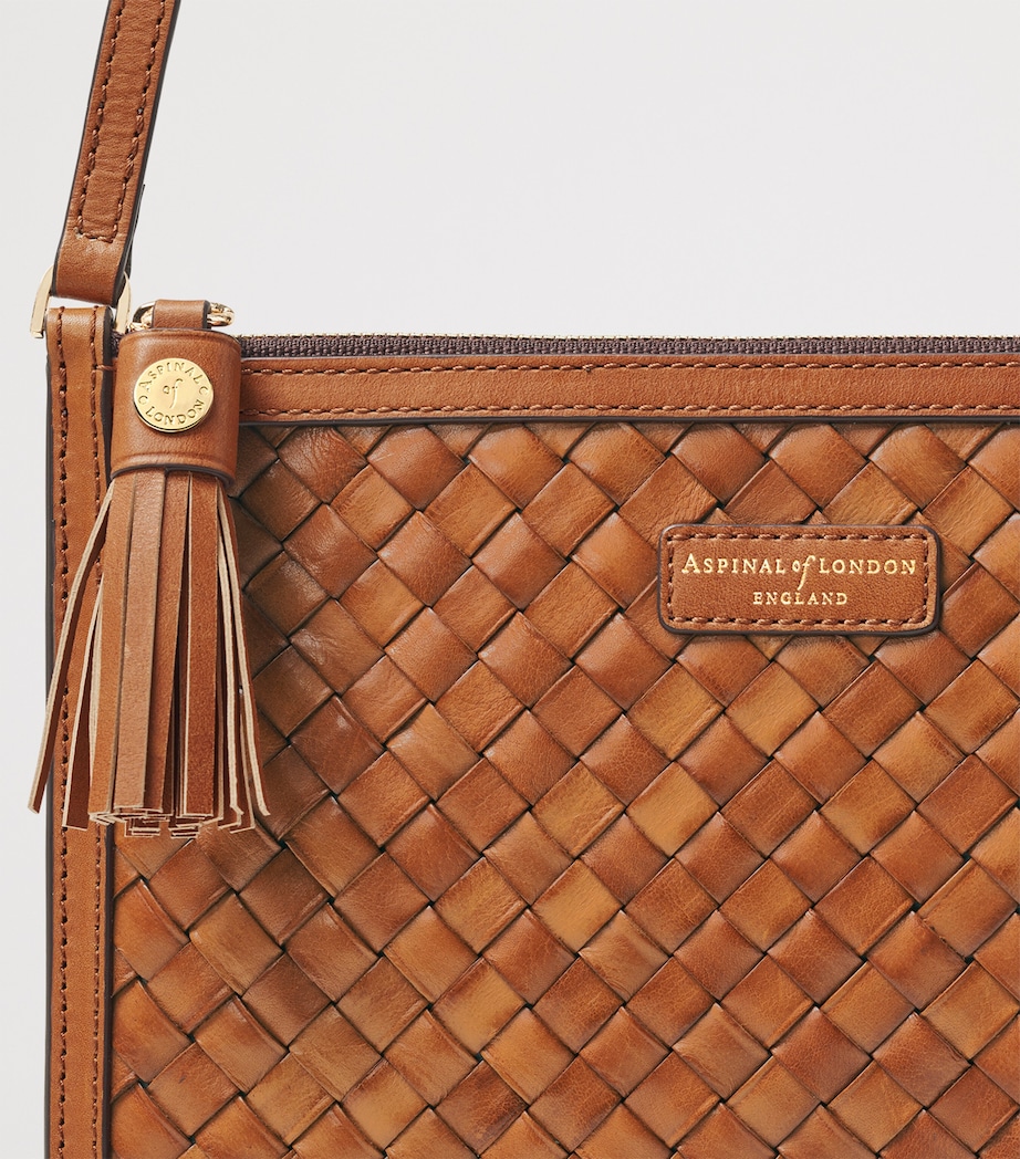 Leather Woven Island Cross-Body Bag TAN Image 4