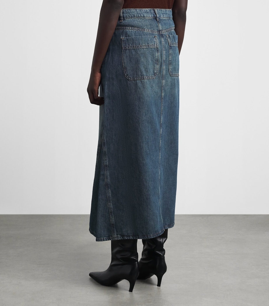 ME+EM Womens Denim A-Line Maxi Skirt Authentic Dark Wash Image 5