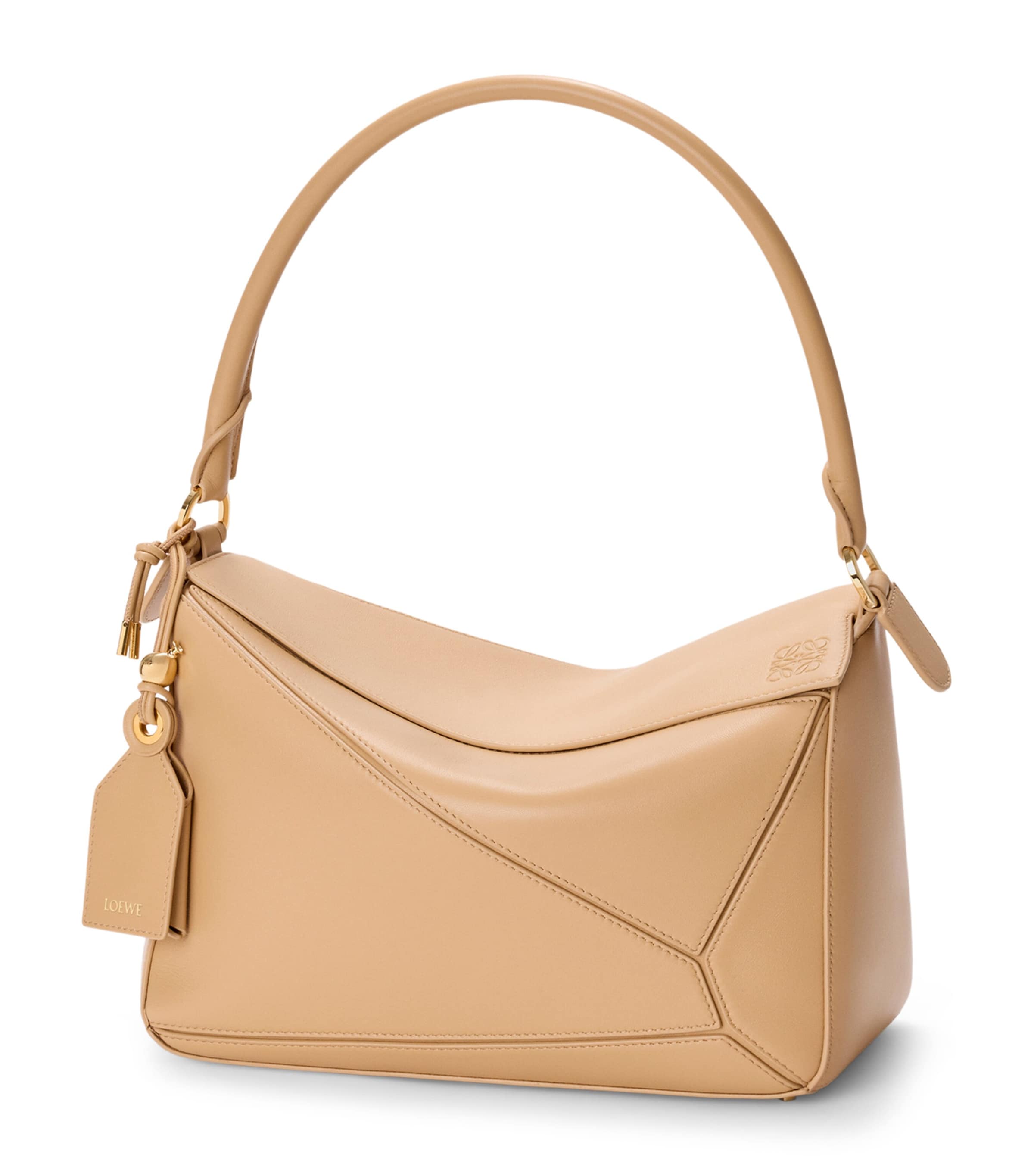 LOEWE Medium Leather Featherlight Puzzle Top-Handle Bag Silk Beige Image 1