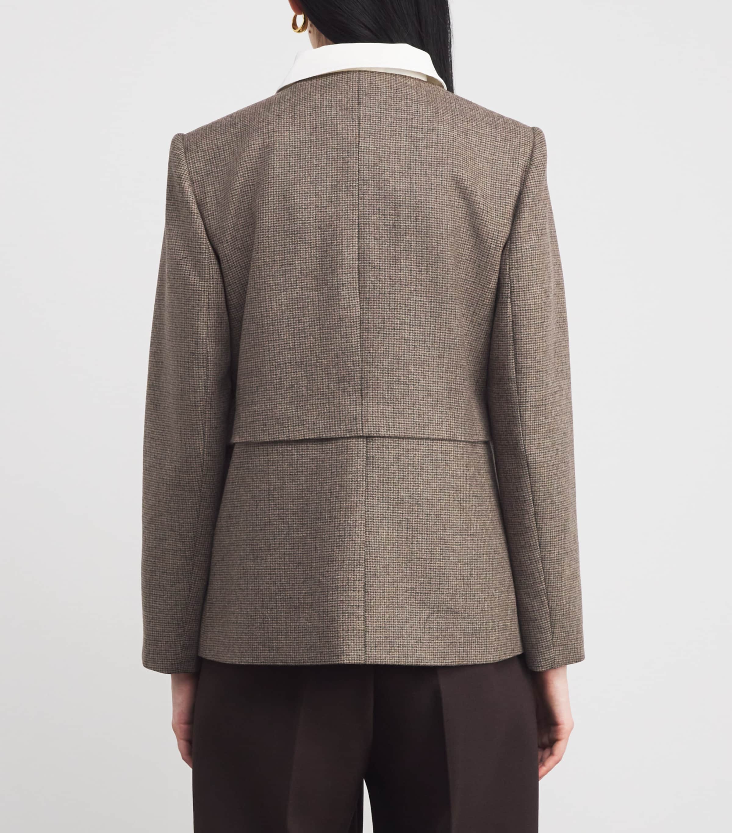 Wool-Blend Houndstooth Jacket BROWN Image 4