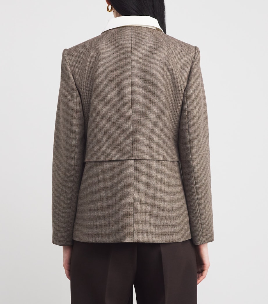 Wool-Blend Houndstooth Jacket BROWN Image 4