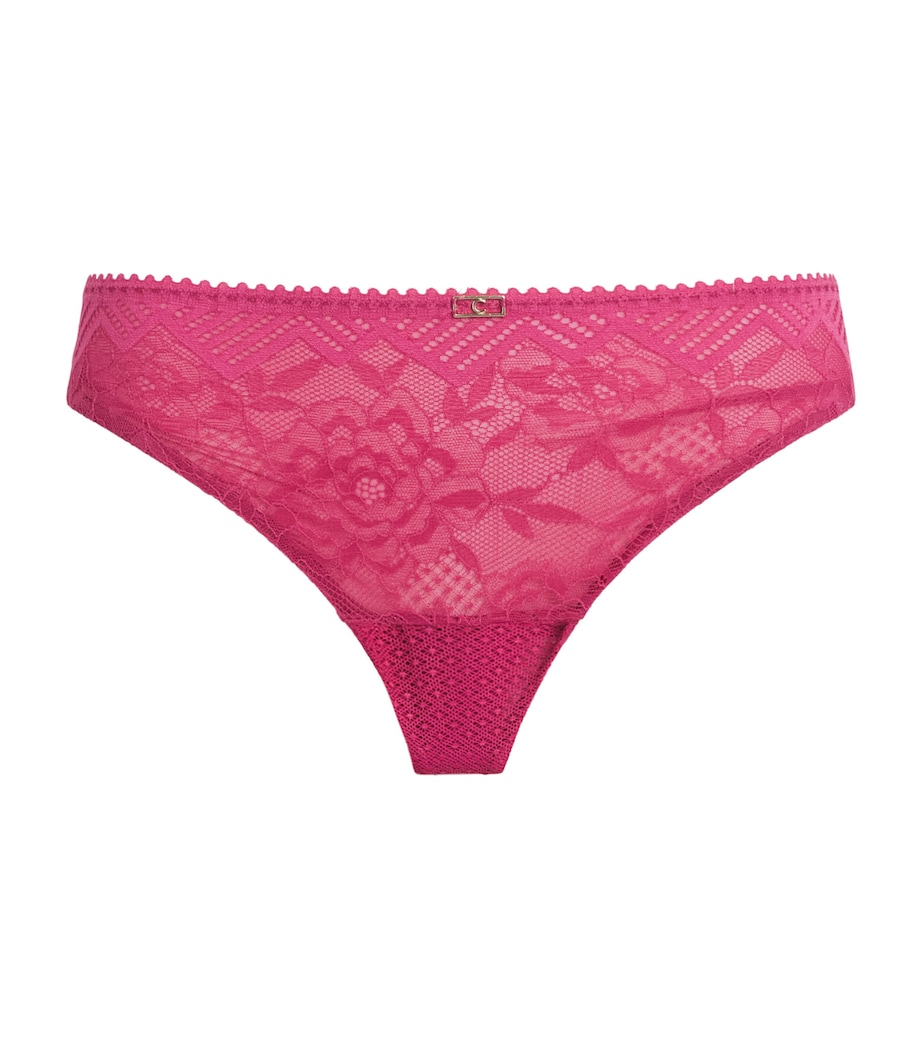 Chantelle Womens Lace Origins Tanga Briefs Oky Cranberry Image 1