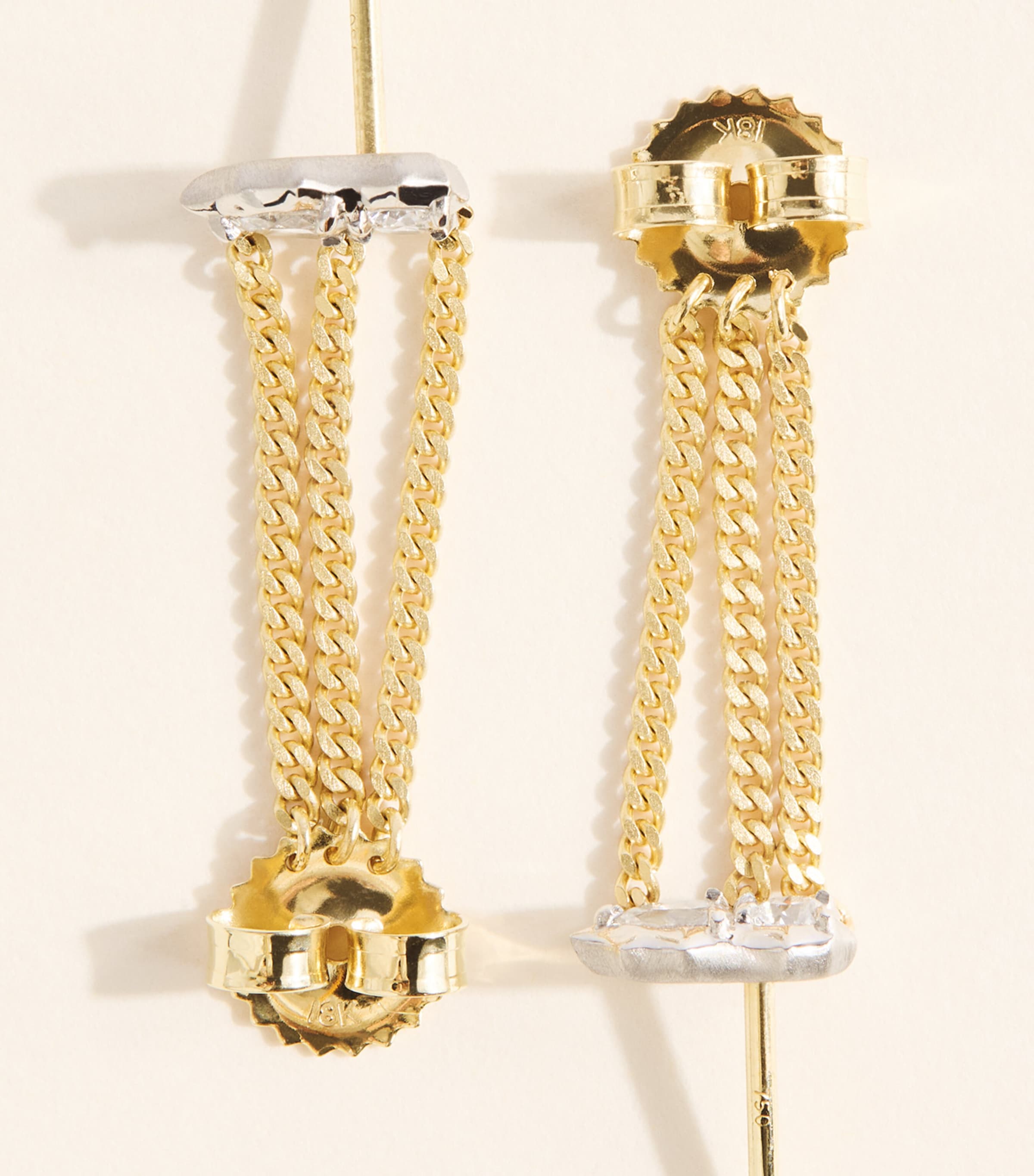 Jade Trau Yellow Gold, Platinum and Diamond Posey Chain Earrings Yellow Gold Image 5