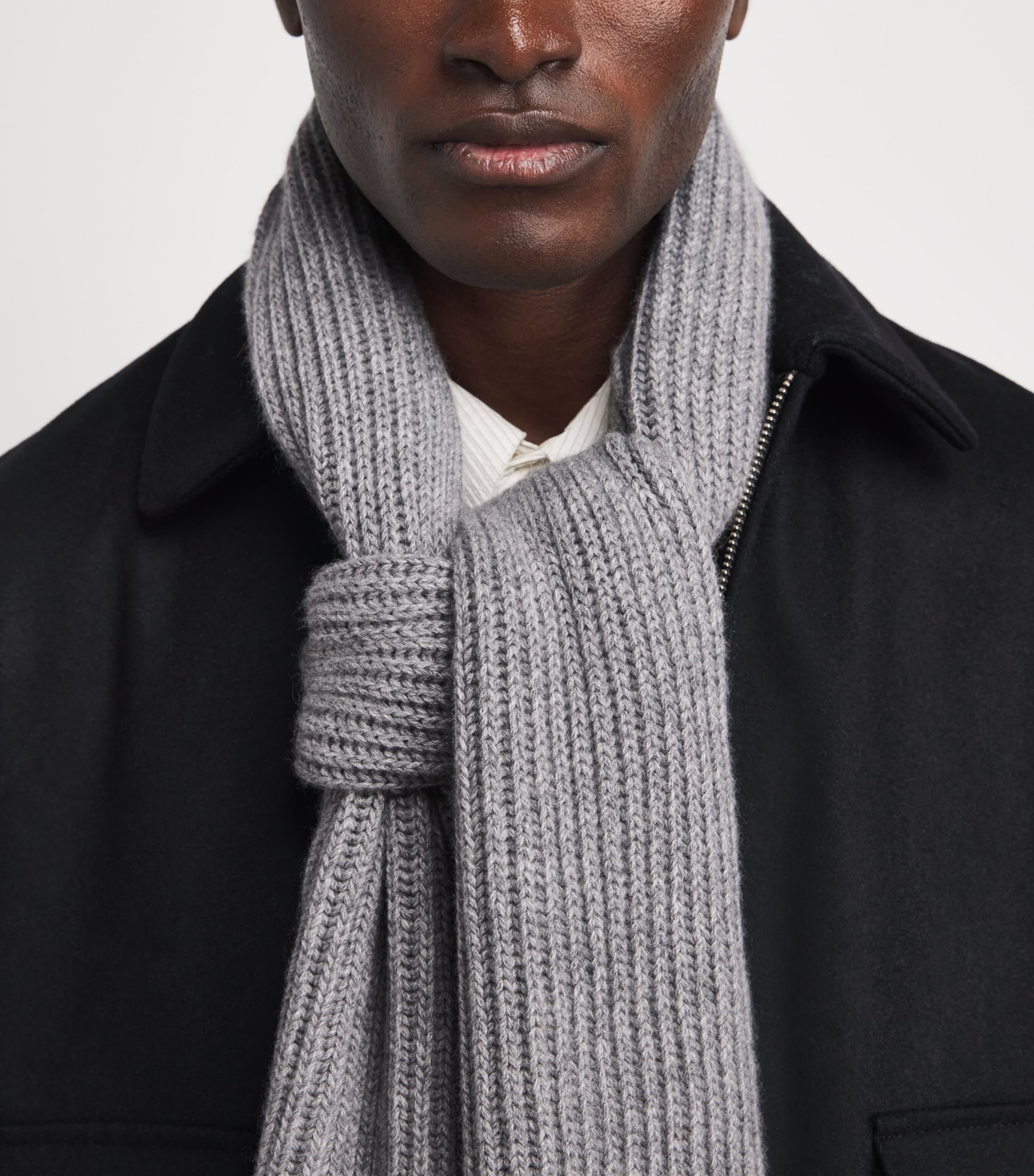 Johnstons Of Elgin Cashmere Lovat Ribbed Scarf Storm Grey Image 2