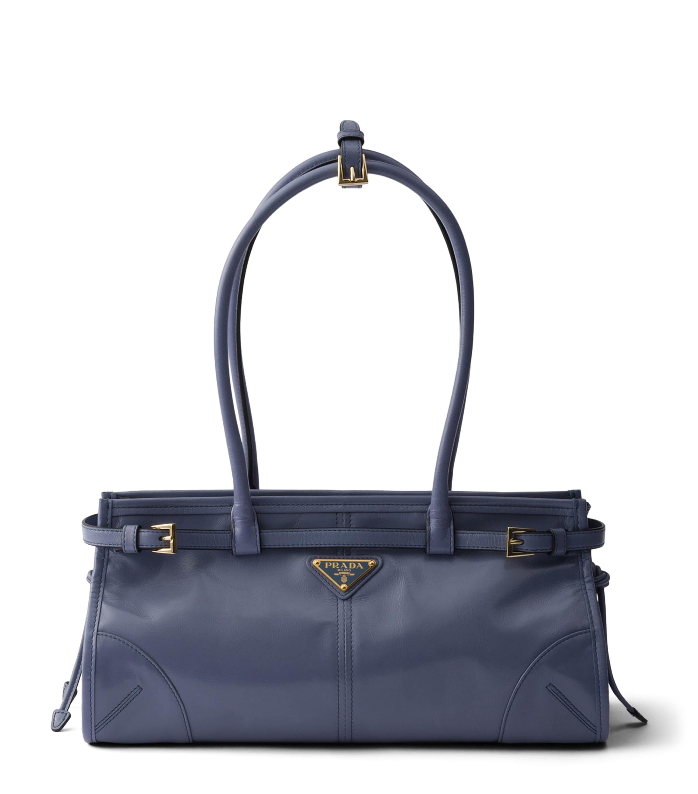 Prada Medium Leather Bonnie Top-Handle Bag Blue Image 1