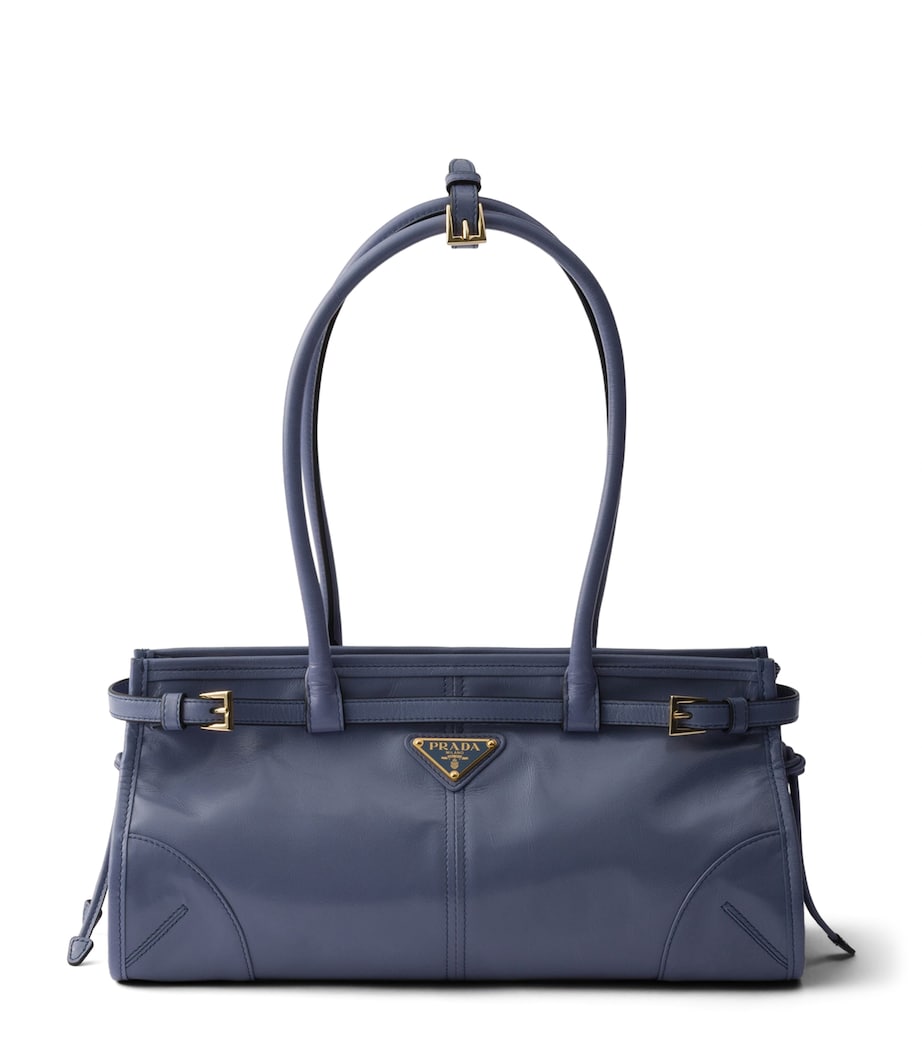 Prada Medium Leather Bonnie Top-Handle Bag Blue Image 1