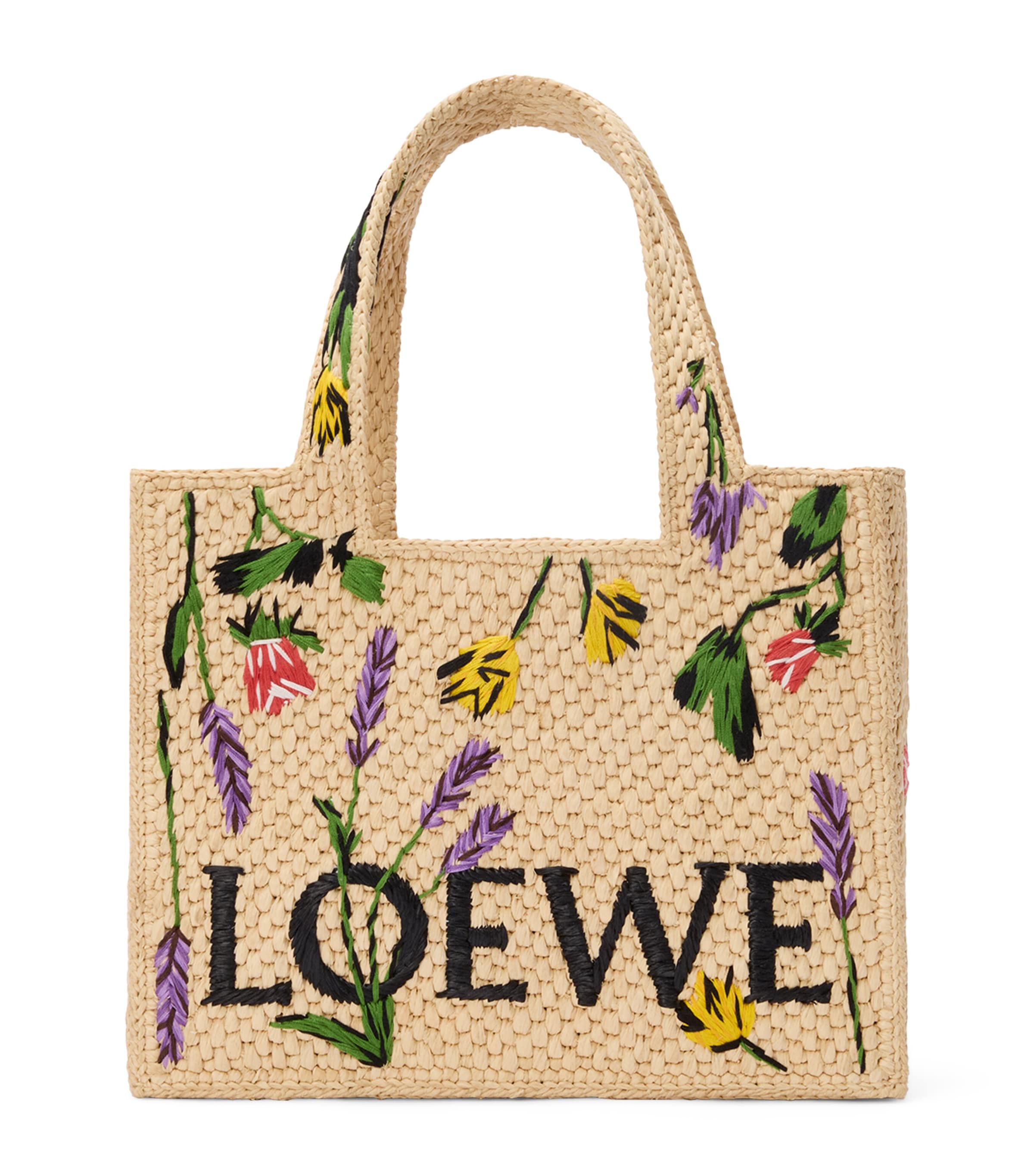 Shop Loewe X Paula's Ibiza Raffia Font Tote Bag In Beige