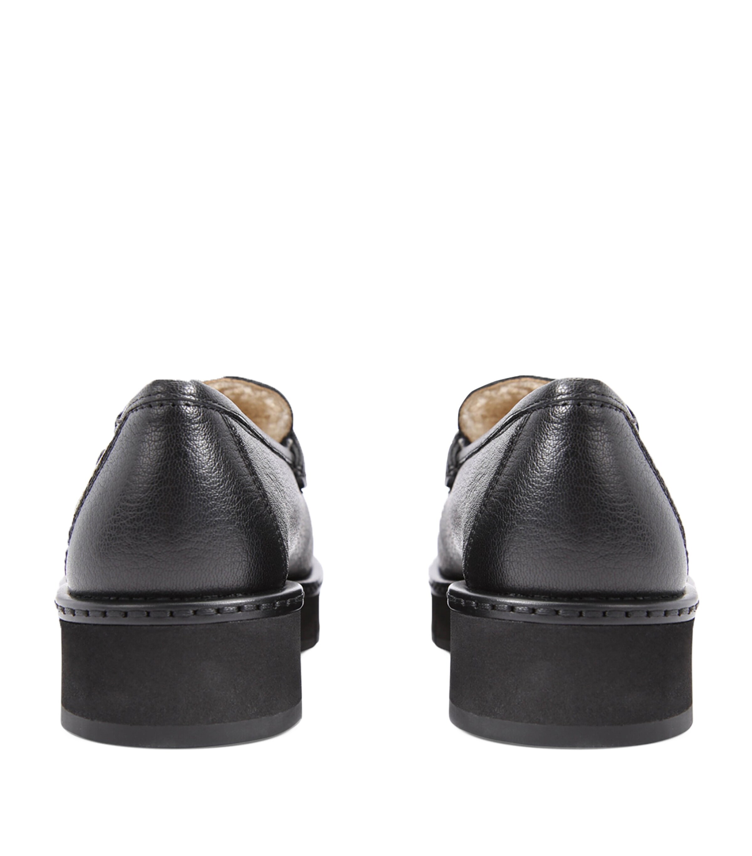 Leather Shearling-Lined Rolo Lug Loafer BLACK Image 2