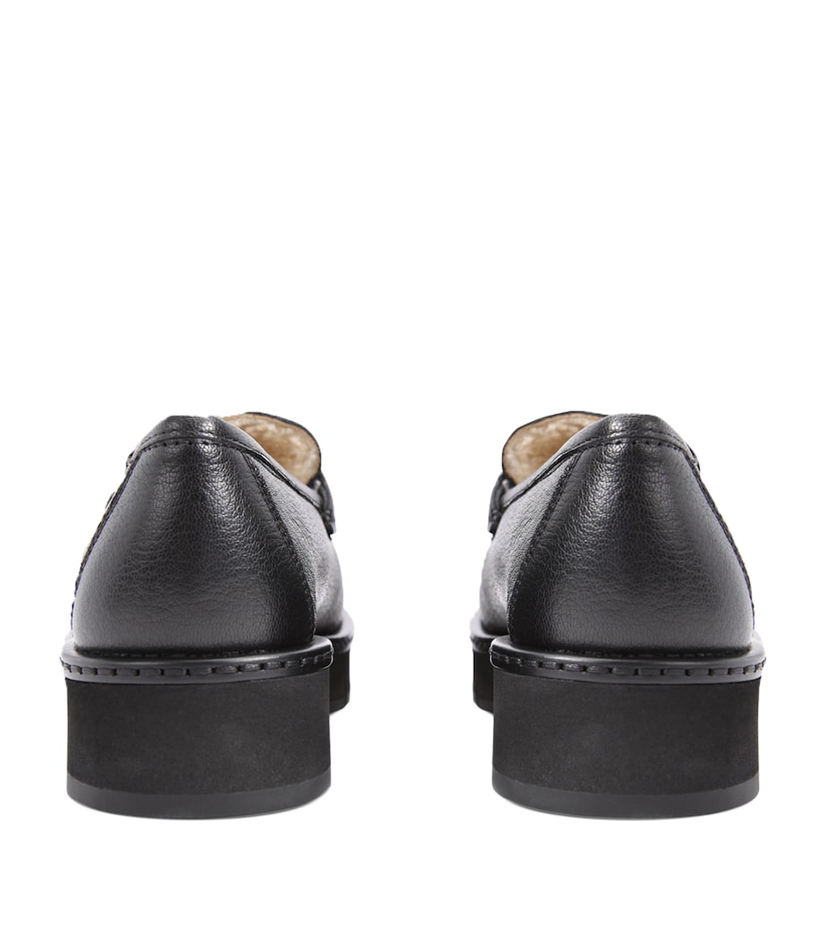 Leather Shearling-Lined Rolo Lug Loafer BLACK Image 2