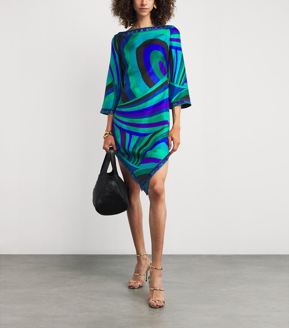 Silk Iride Print Midi Dress 051 SMERALDO Image 2
