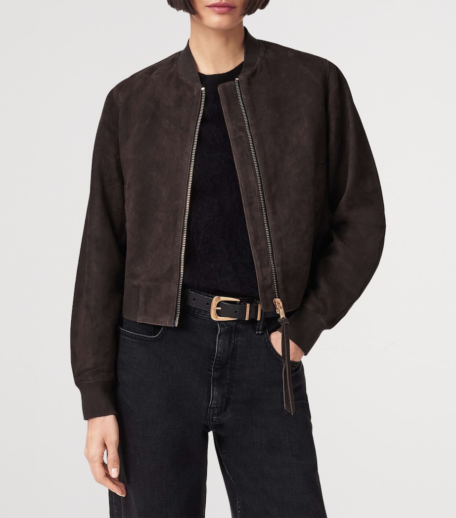 AllSaints Womens Suede Orten Bomber Jacket Bitter Brown Image 3