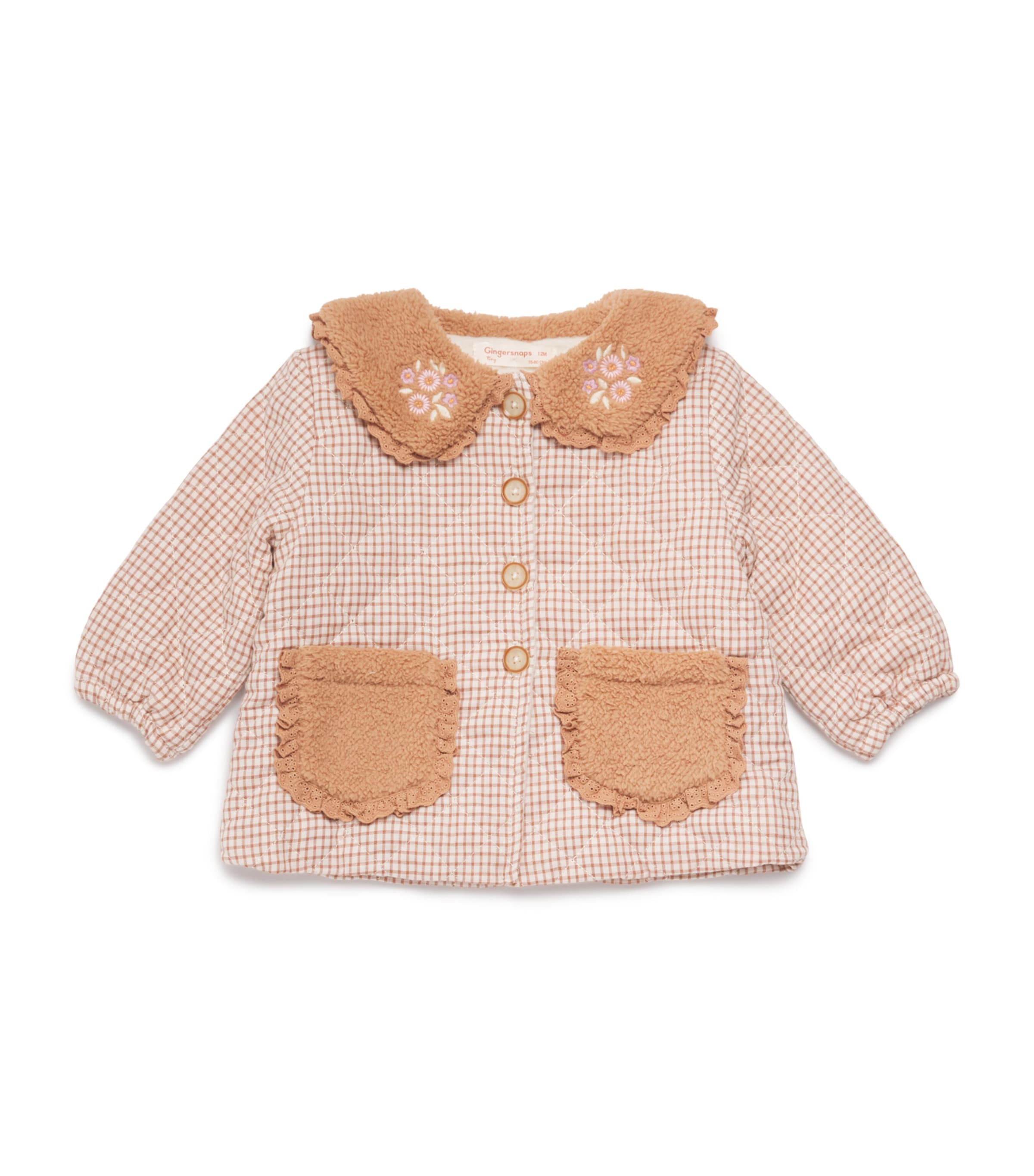 Gingersnaps Cotton Sherpa-trim Astrid Jacket In Brown