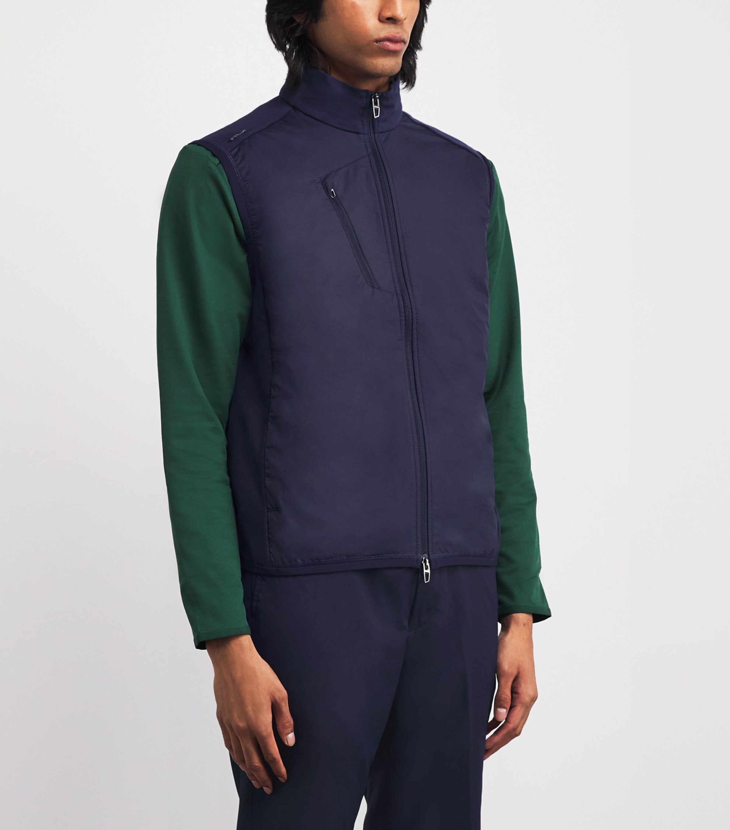 Cotton-Blend High-Neck Gilet NAVY Image 3