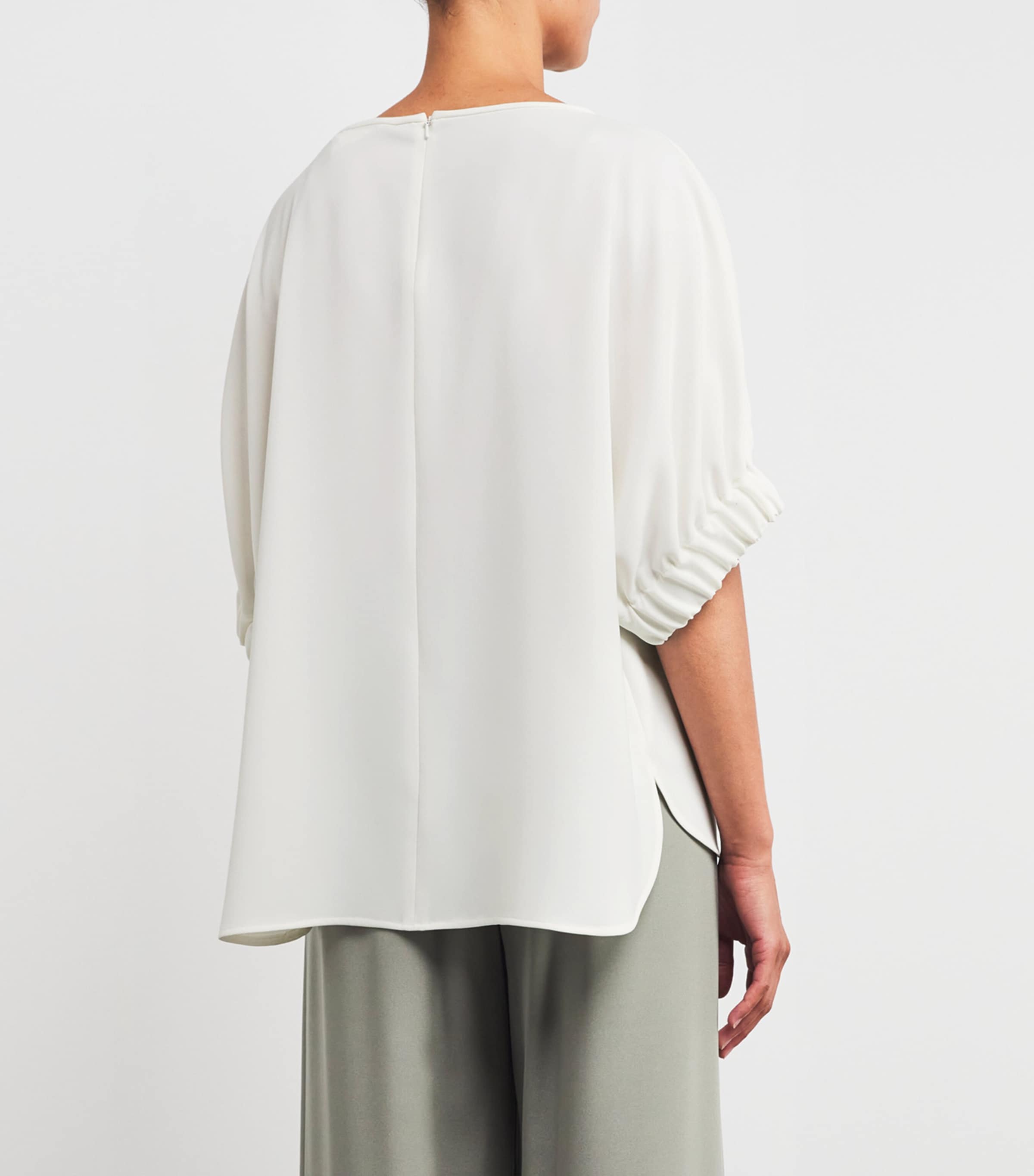 Cady Gathered-Cuff Pacos Blouse WHITE Image 4