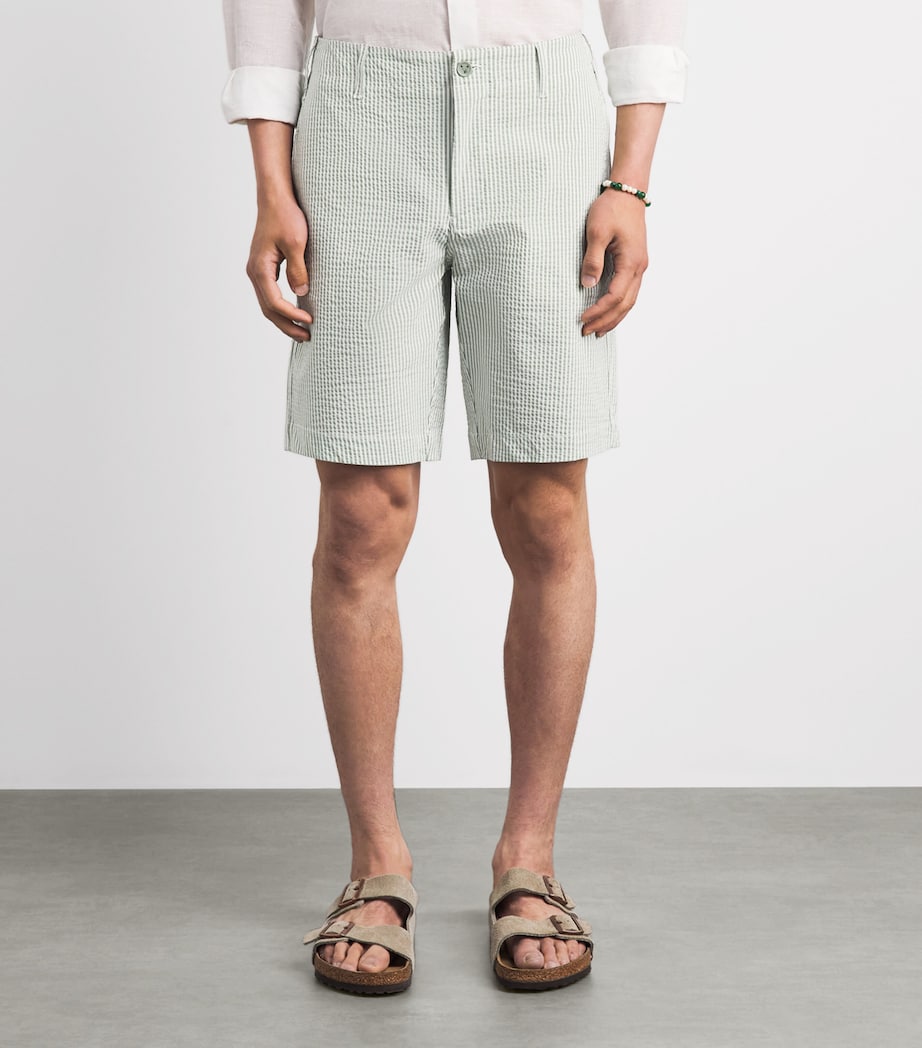 Vilebrequin Mens Seersucker Stripe Bermuda Shorts Kaki Image 4