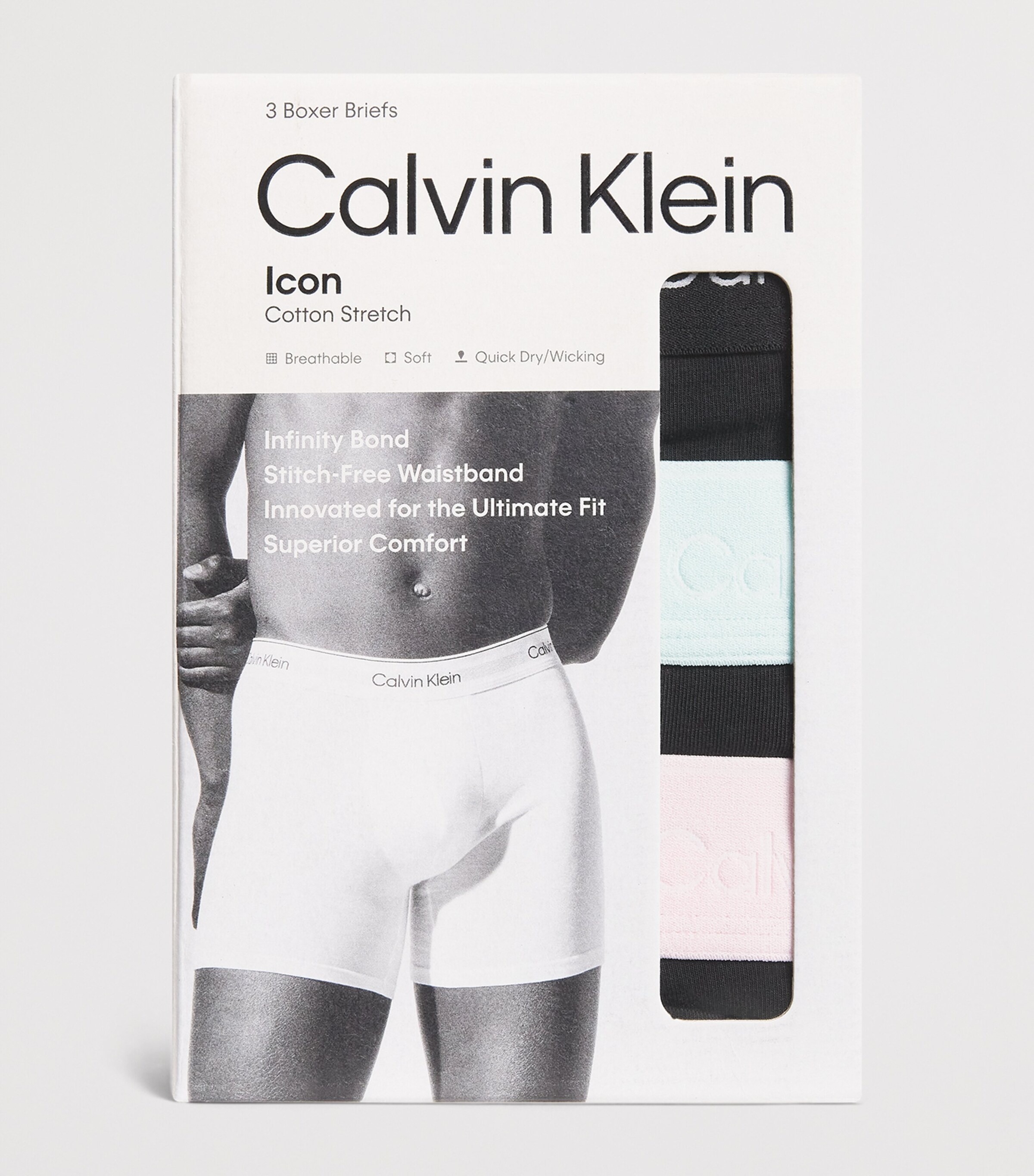 Calvin Klein Mens Cotton Stretch Icon Boxer Briefs (Pack of 3) Multi Image 4