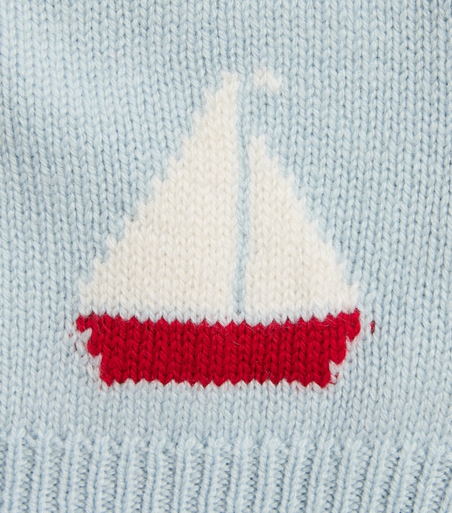 Rosie Sugden Cashmere Cardigan (3 Months - 3 Years) Spa Blu/swan Wht Bt Image 3