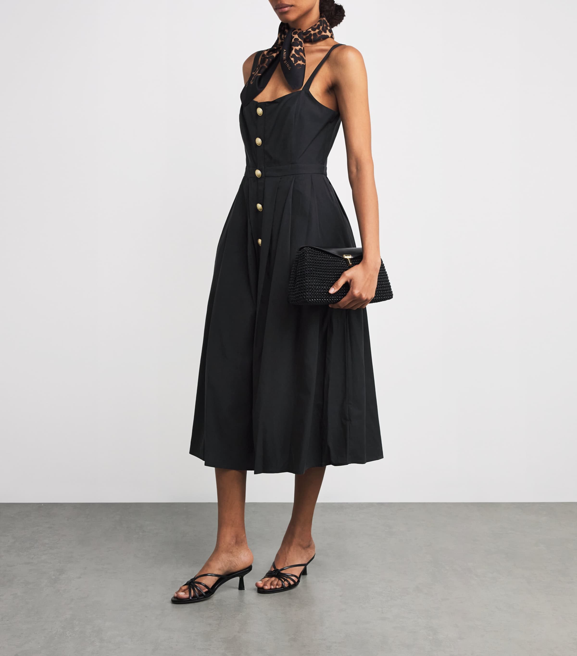 Poplin Esmerelda Midi Dress BLACK BLAC Image 2