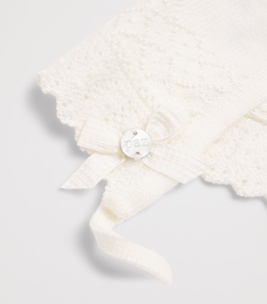 Paz Rodriguez Cotton Knit Bonnet (0-18 Months) Cream/cream Image 3