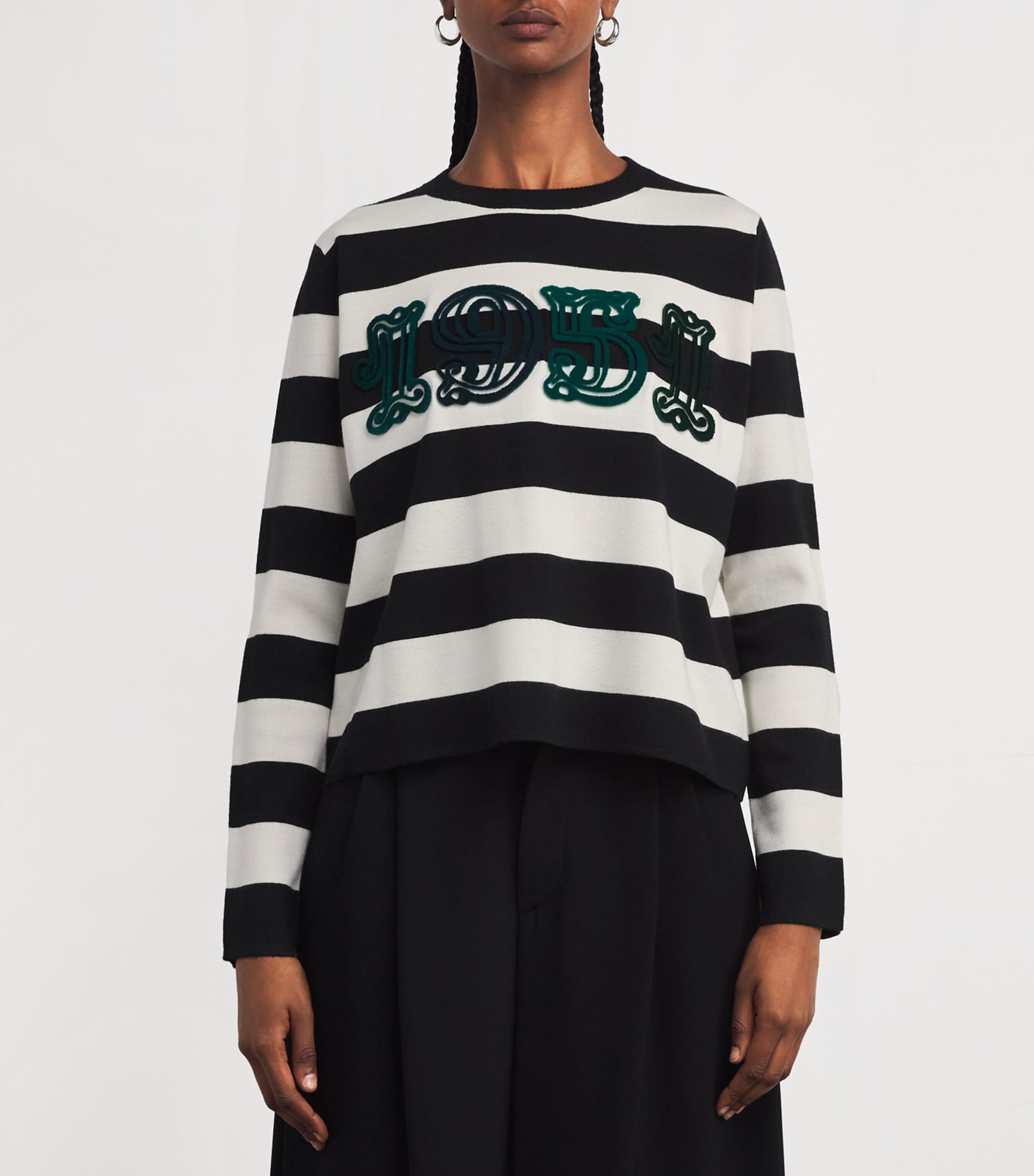 Virgin Wool Stripe 1951 Sweater WHITE BLACK Image 3