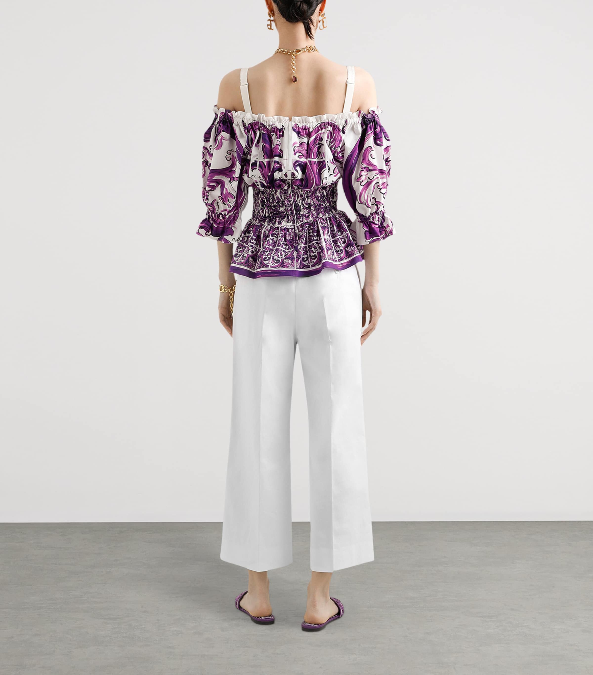 Shirred Printed Top HP5DQ-MAIOLICA VIOLA Image 5