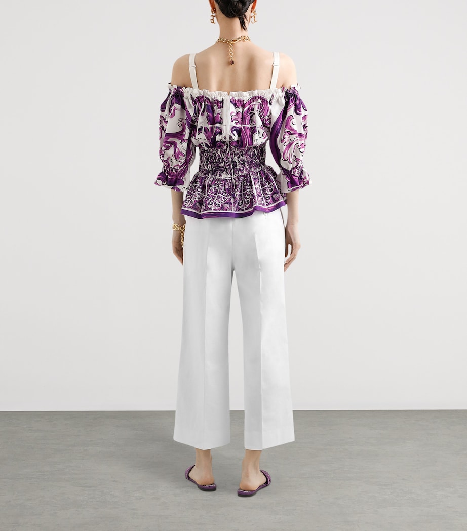 Shirred Printed Top HP5DQ-MAIOLICA VIOLA Image 5