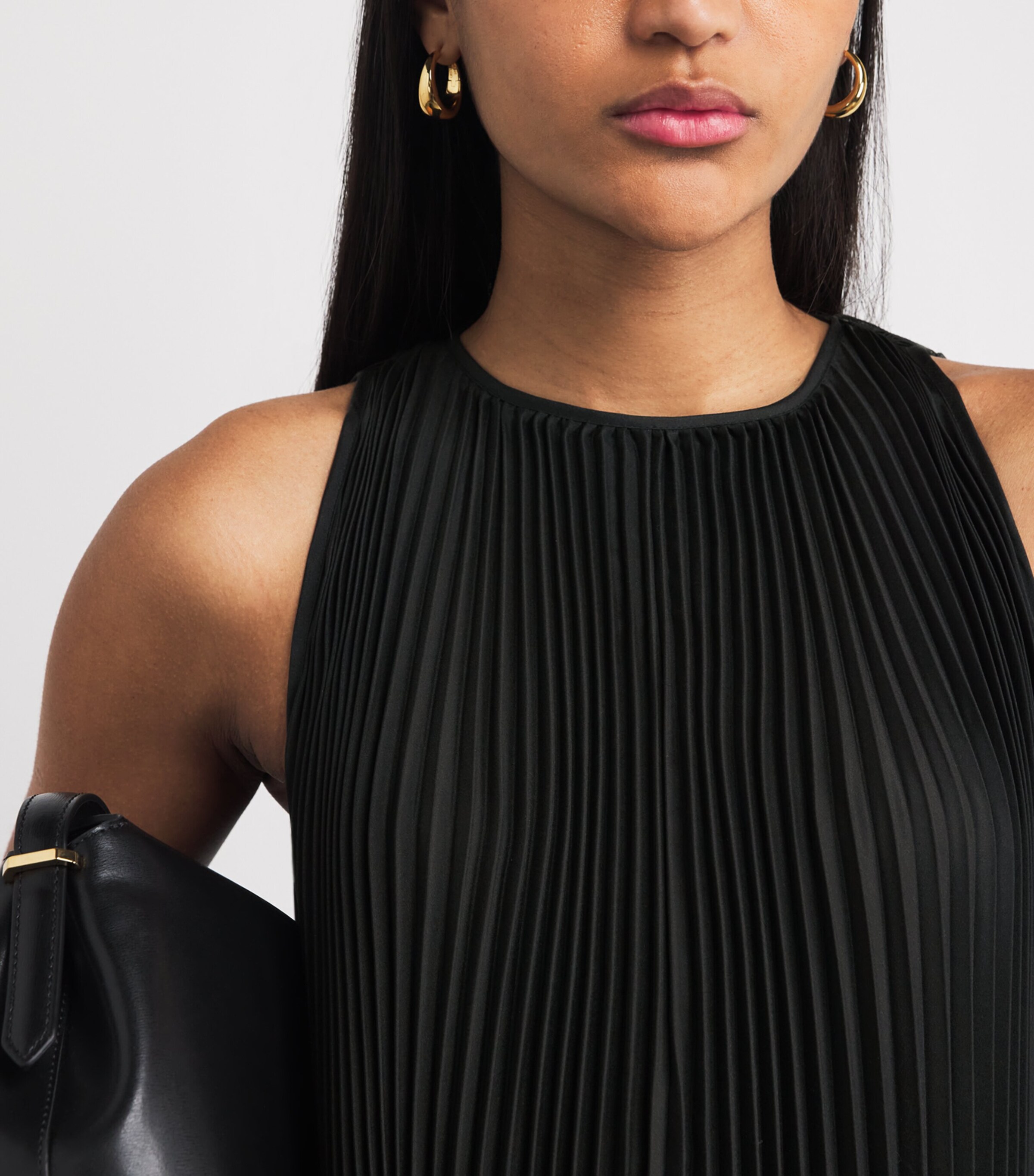 Joseph Womens Pleated Chenes Maxi Dress Black Image 3