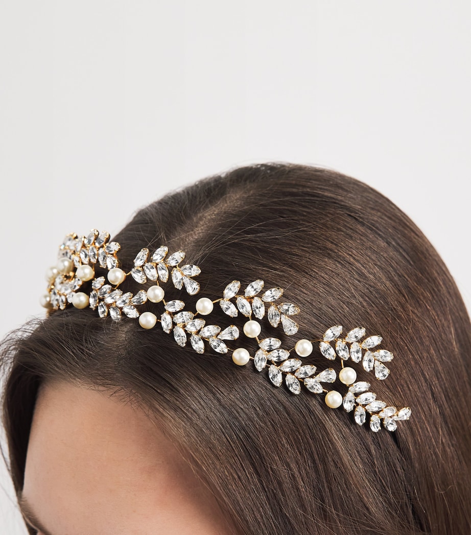 Jennifer Behr Gold-Plated Embellished Delilah Tiara Crystal Antique Gold Image 2