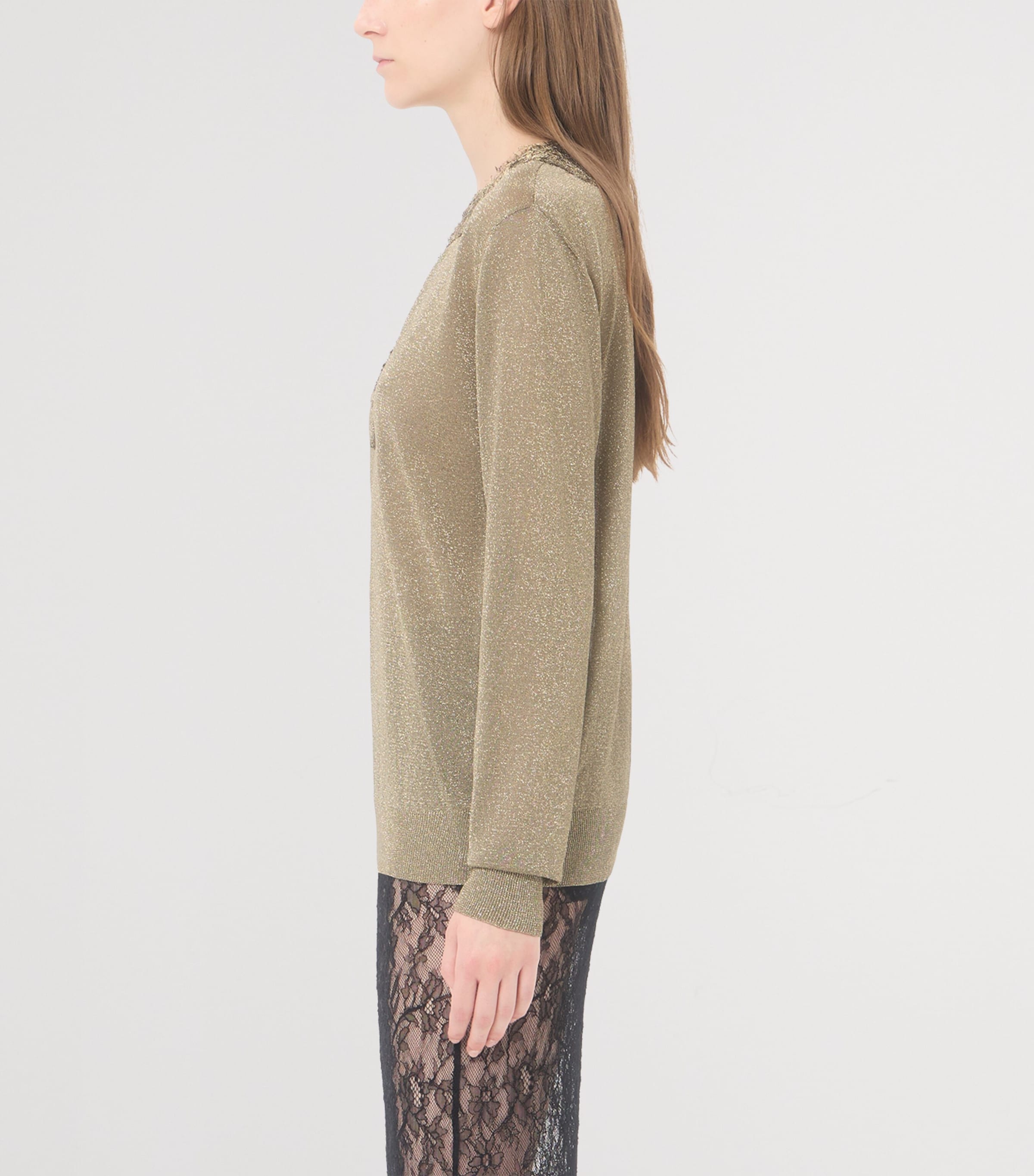 Valentino Womens Lace-Trim V-Neck Sweater Image 4