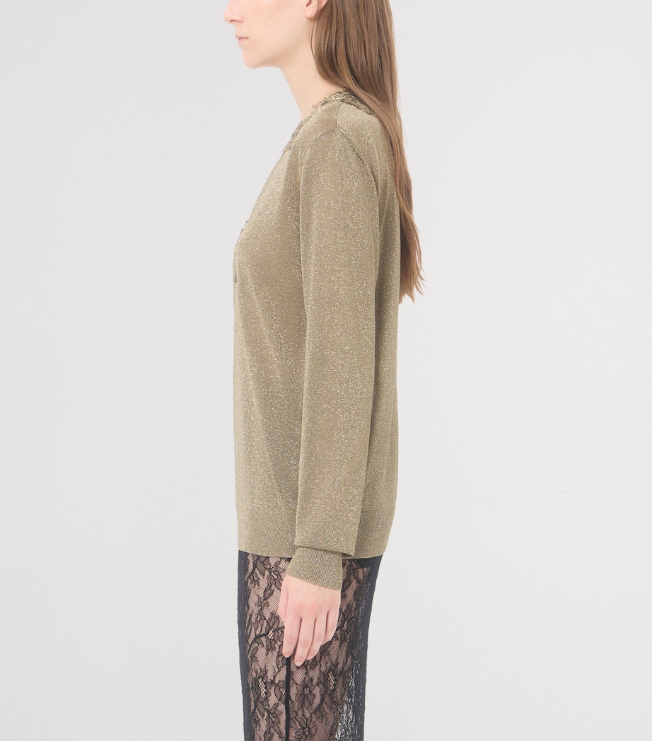 Valentino Womens Lace-Trim V-Neck Sweater Image 4