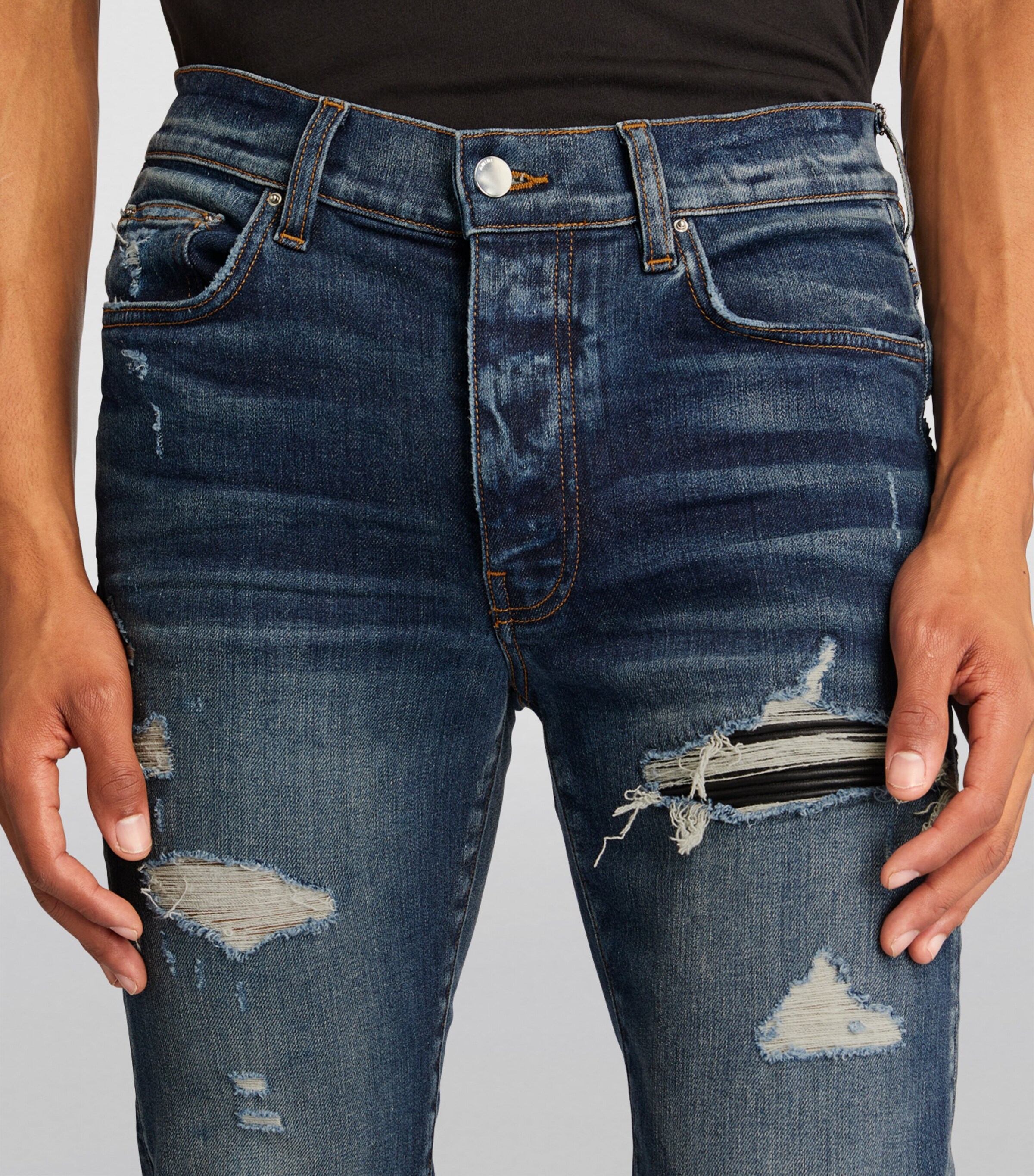 AMIRI Mens Distressed Slim Jeans Dsi Deep Classic Ind Image 6