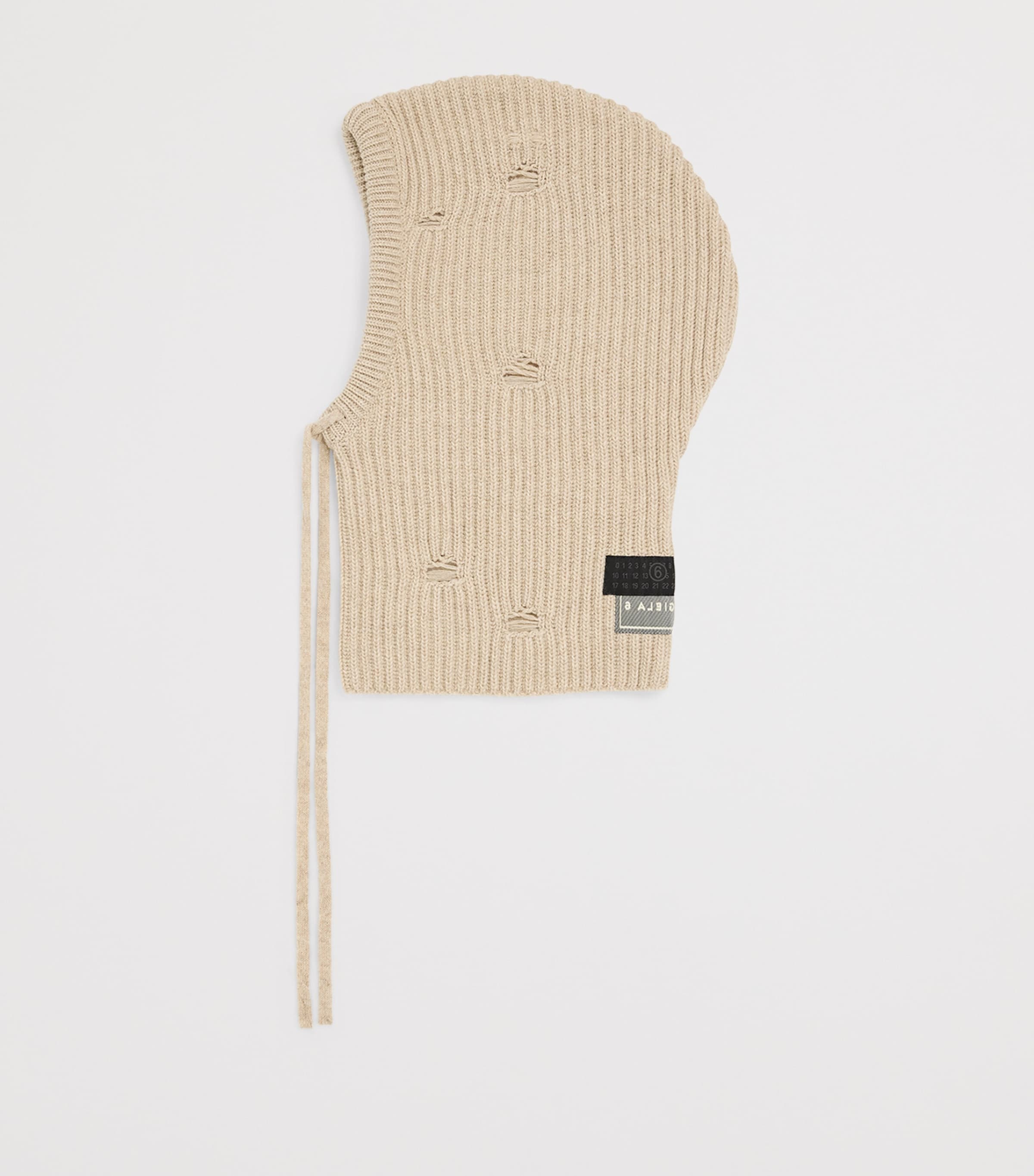 Wool-Blend Distressed Balaclava 806M - BEIGE MELANGE Image 2