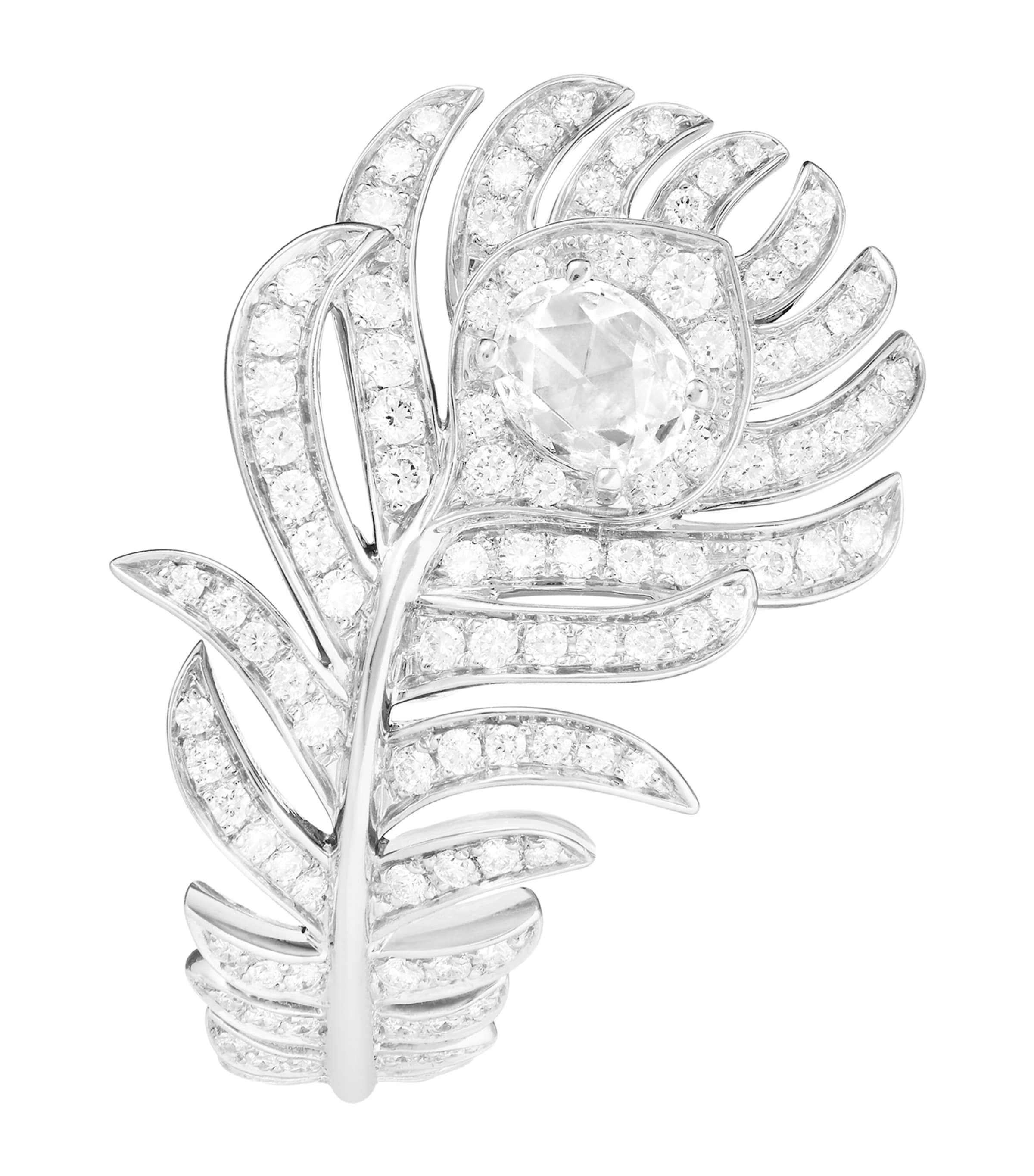 White Gold and Diamond Plume de Paon Ring WHITE GOLD Image 2