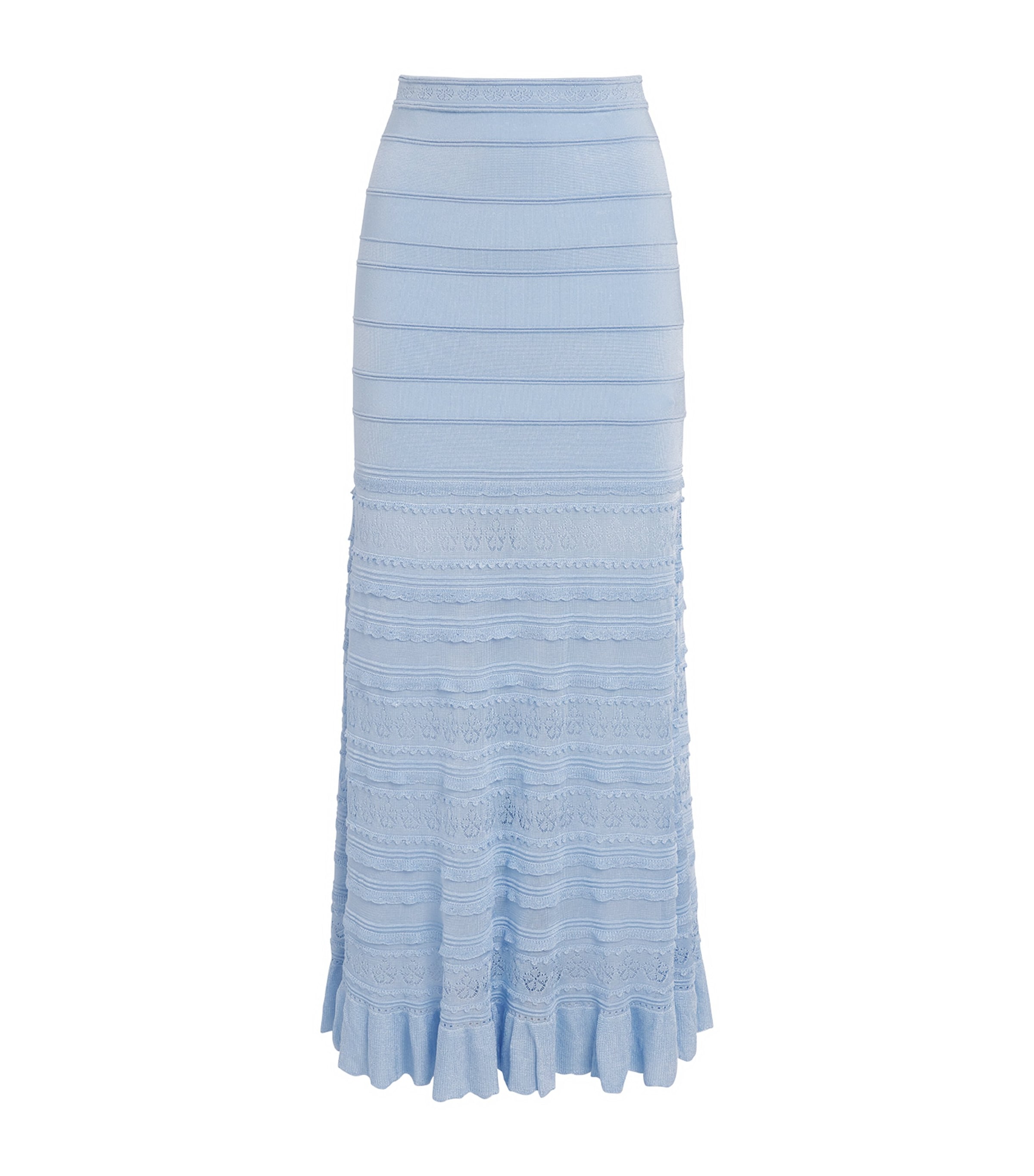 Sandro Paris Womens Pointelle Maxi Skirt Sky Blue Image 1