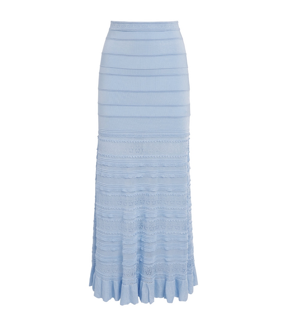 Sandro Paris Womens Pointelle Maxi Skirt Sky Blue Image 1