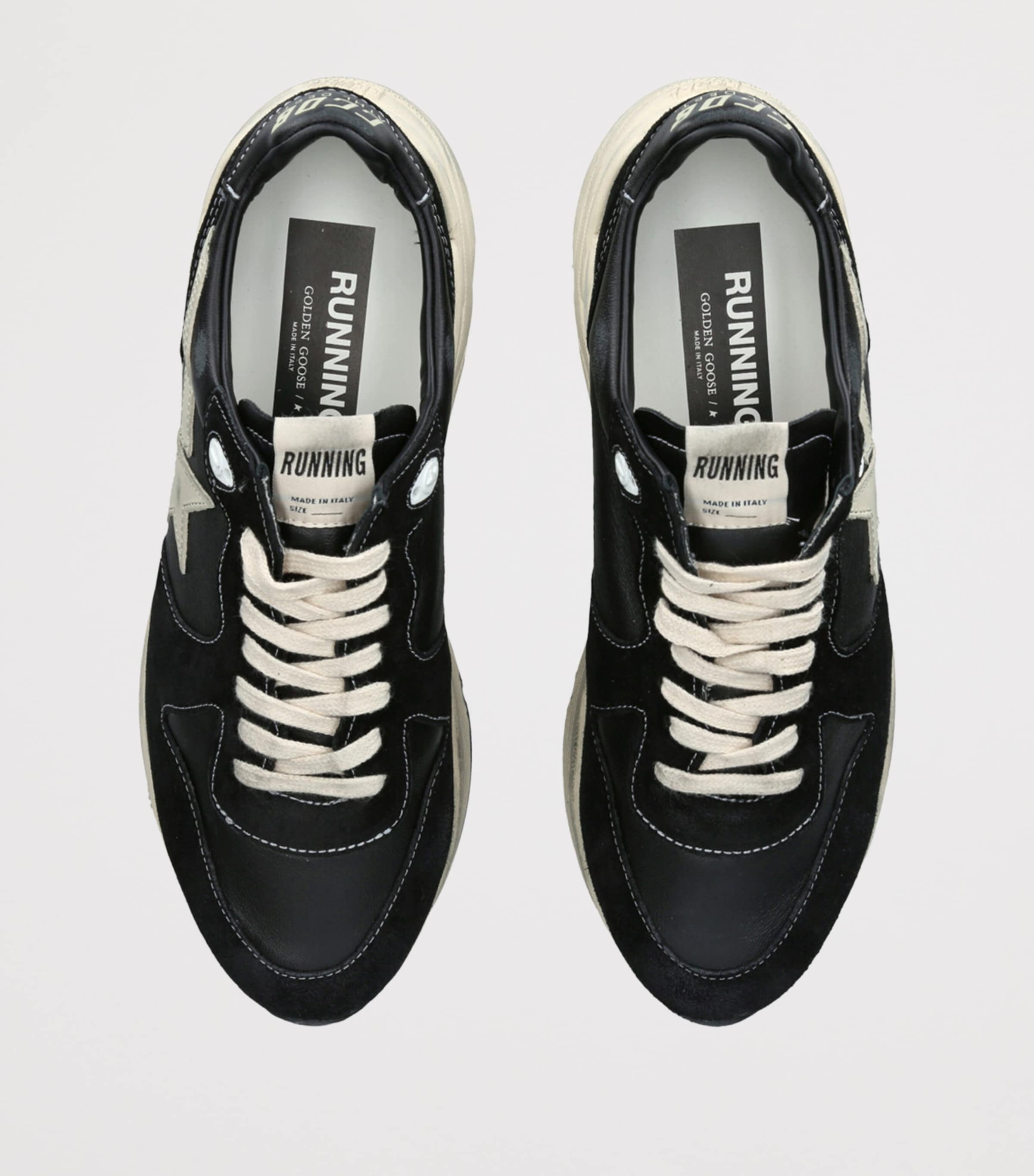 Leather Running Sole Sneakers BLK/WHITE Image 4