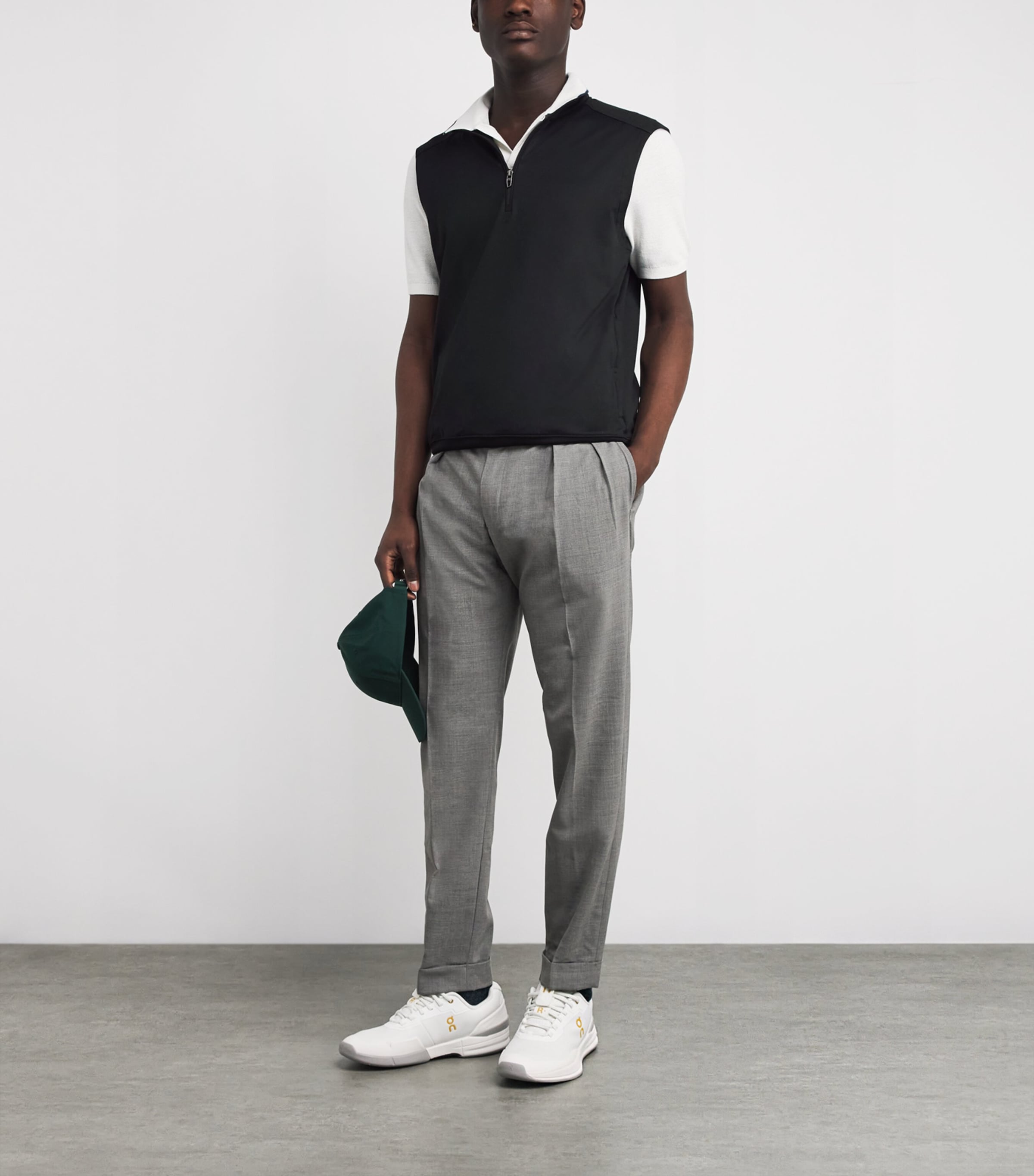 Stretch-Jersey Quarter-Zip Gilet POLO BLACK Image 2